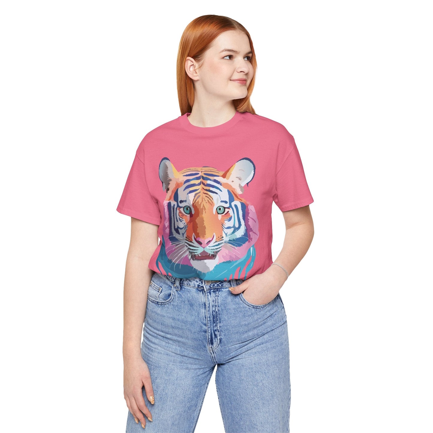 Tiger Shirt Graphic Tee Unisex Jersey Short Sleeve Art Design By Adelpha Vintage Inspired Artwork