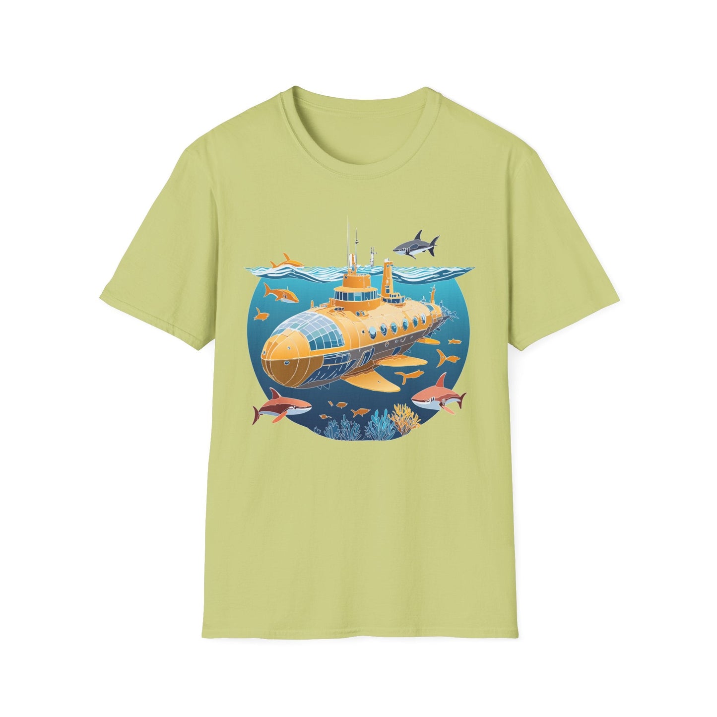 Ocean Themed Unisex Softstyle T Shirt 100 Percent Ring Spun Cotton U Boat Design Tee Everyday