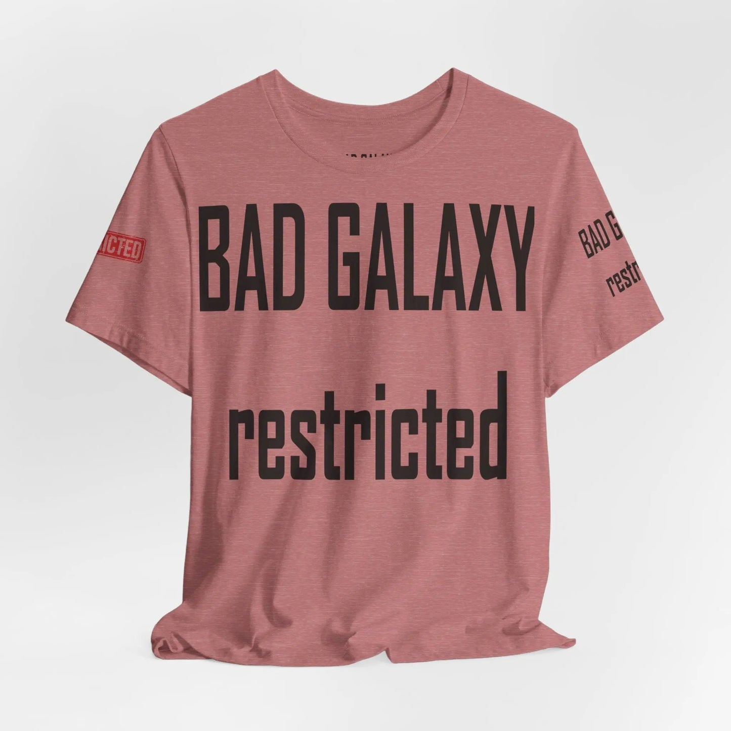Bad Galaxy Tee Shirt With Red Stamp 100 Percent Cotton Made In USA Eco Friendly Inks