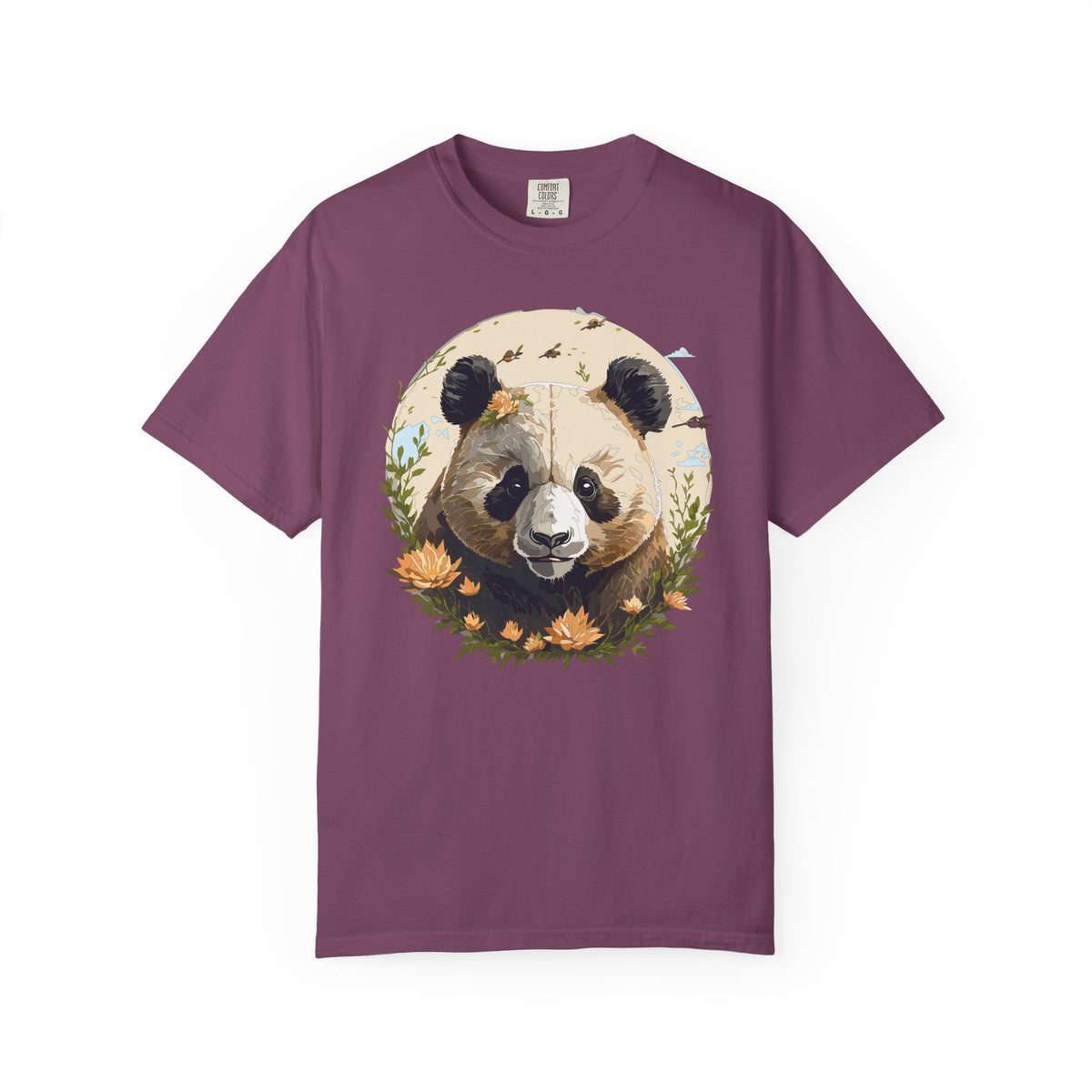 Panda Portrait T-Shirt Unisex Cotton Floral Meadow Circle Animal Art Tee p9
