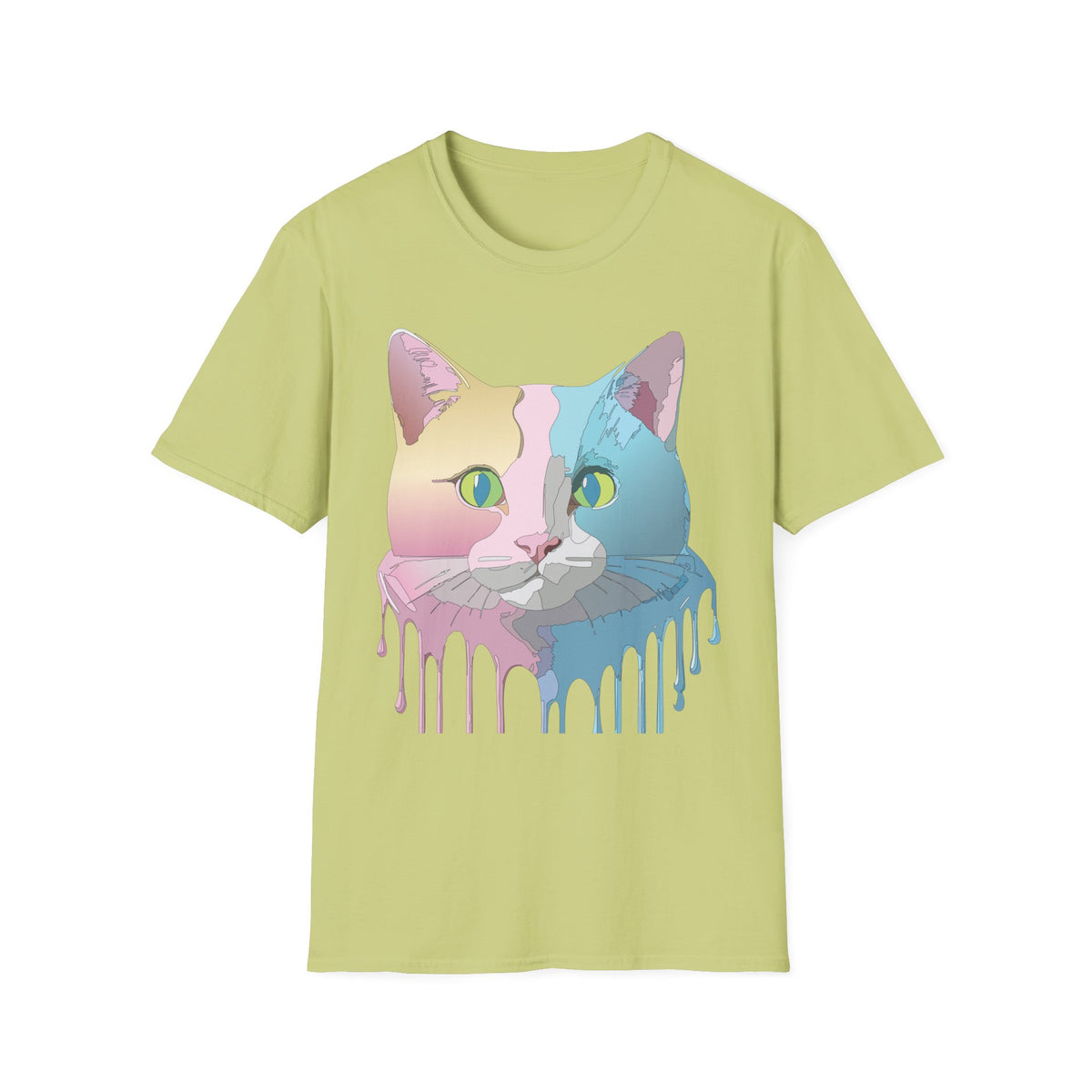 Pastel Pop Art Cat T-Shirt | Colorblock Kitty Face