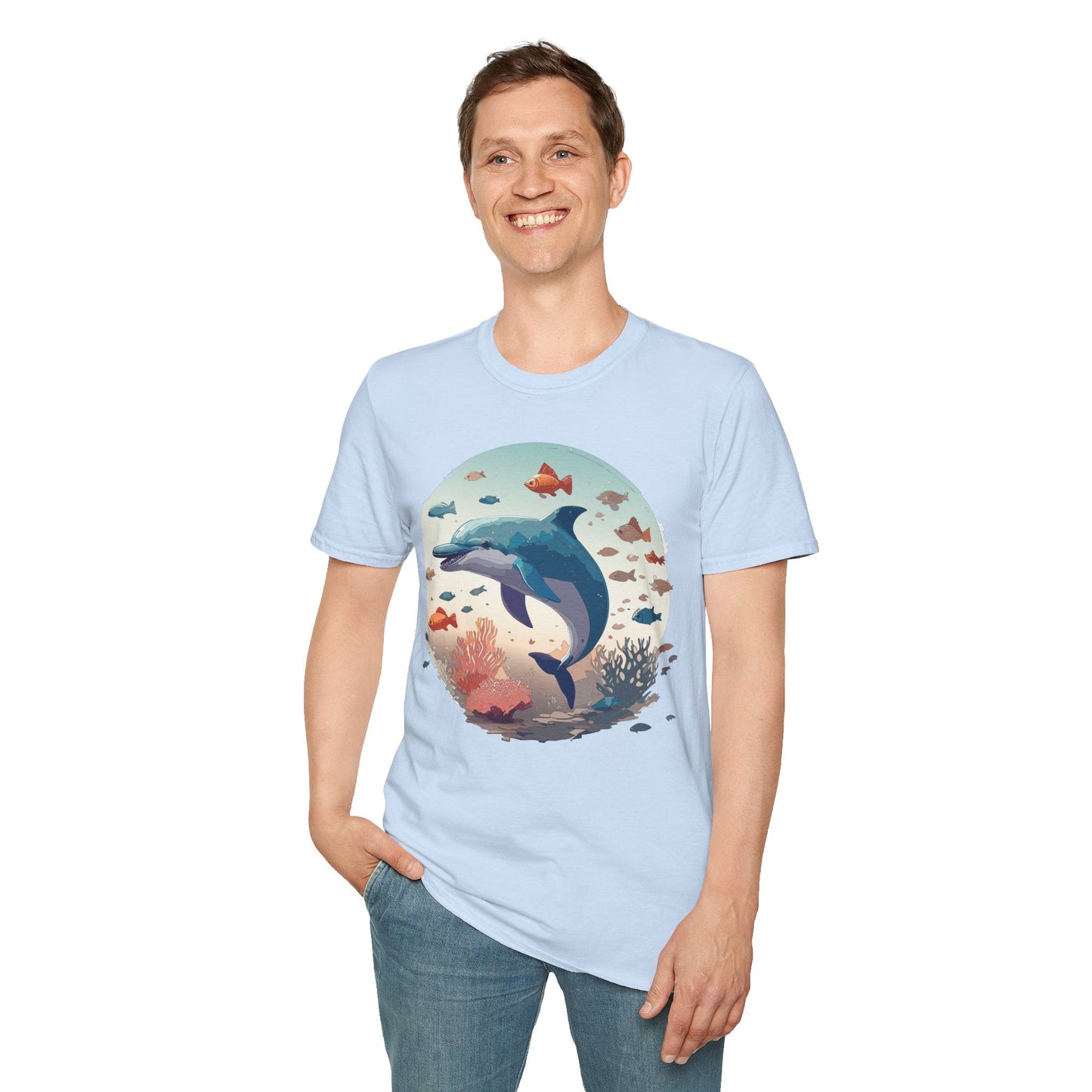 Dolphin Shirt Unisex Softstyle T Shirt Gildan 64000 100 Percent Ring Spun Cotton Lightweight Tee