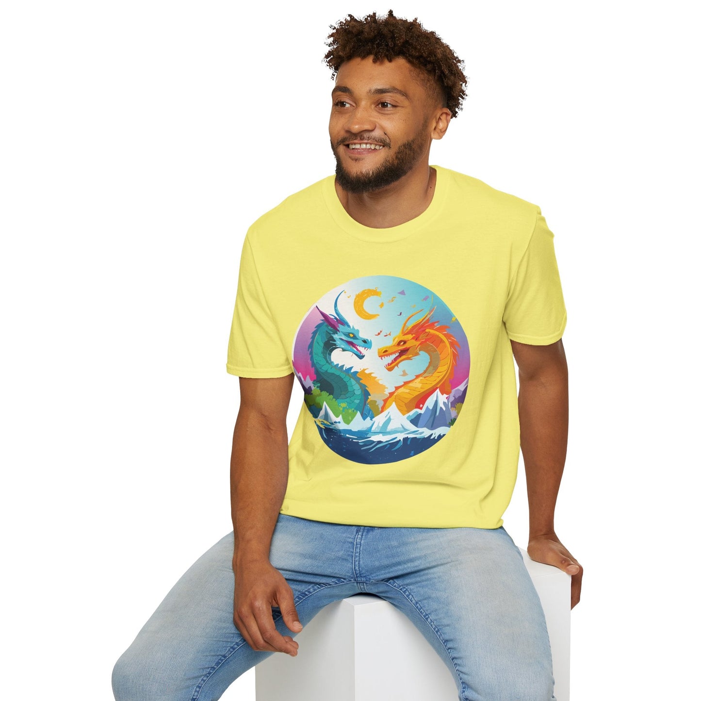 Dragon T Shirt Unisex Gildan Softstyle 64000 Tee Dragon Artwork Animal Print Shirt