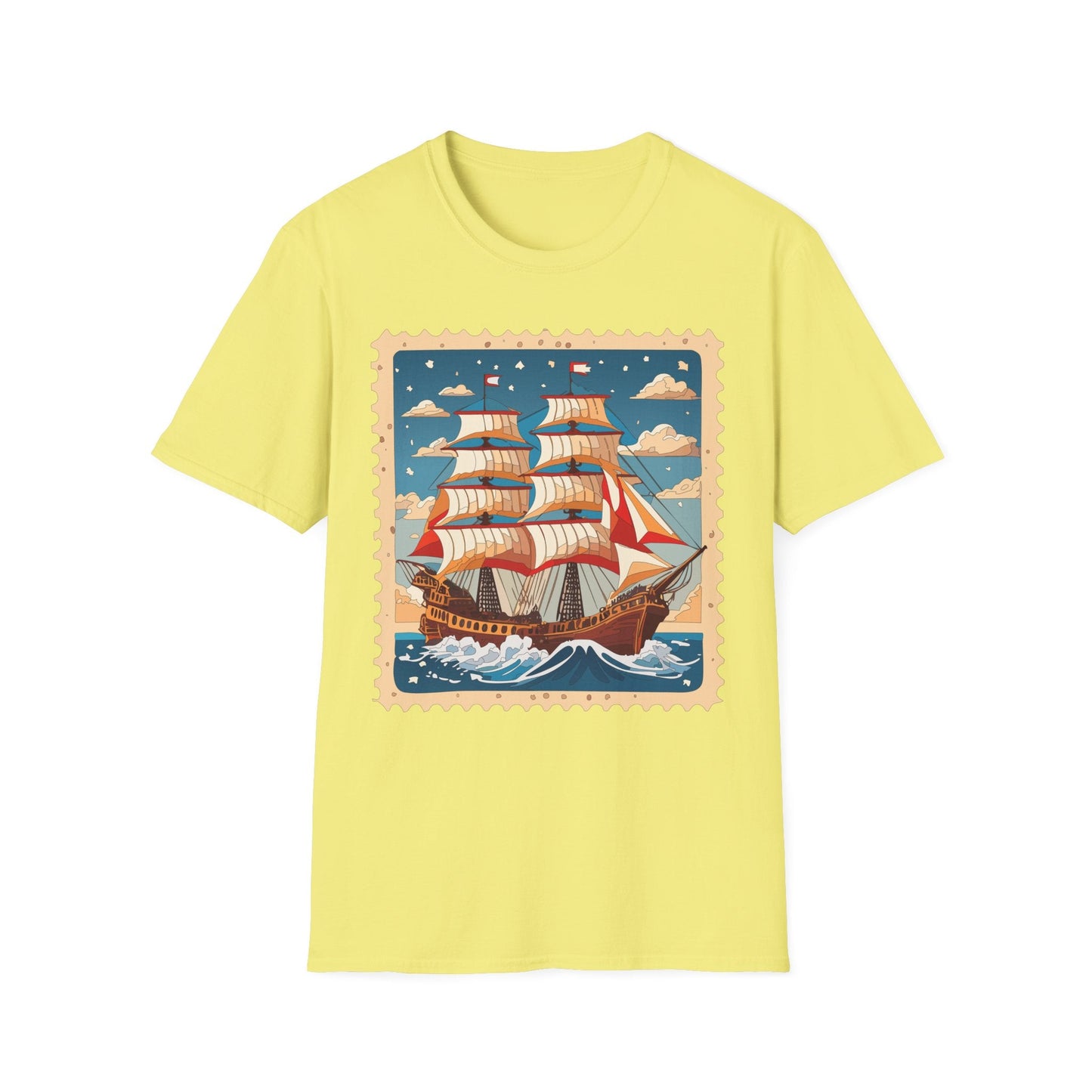 Ship T Shirt Unisex Frigate Vessel Tee Gildan Softstyle 64000 100 Percent Ring Spun Cotton