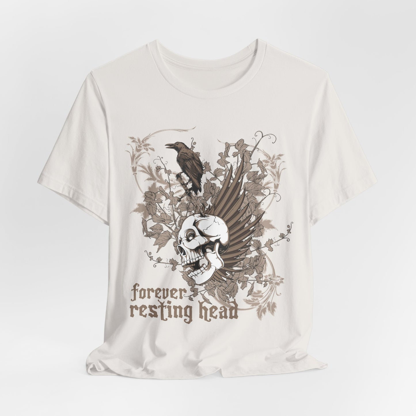 Forever Resting Head Tee, Edgy Graphic Shirt, Music T-Shirt, Gothic Tees, Skull Shirt, Art Design Tee, Skull Graphic Top