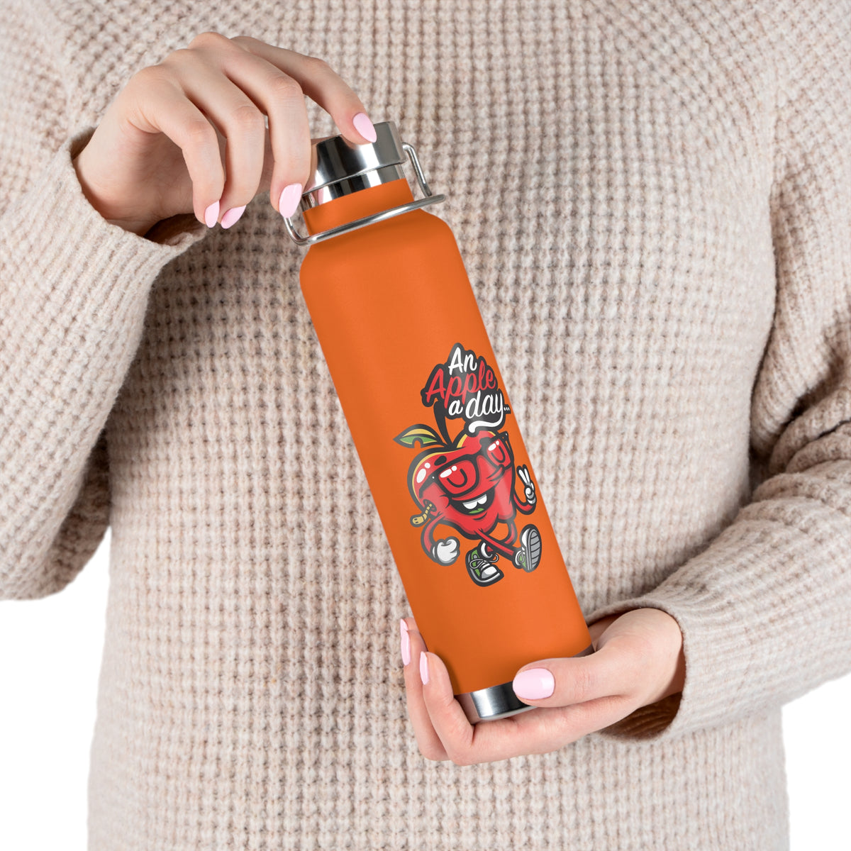 22oz Copper Insulated Water Bottle with Cartoon Design - CV81