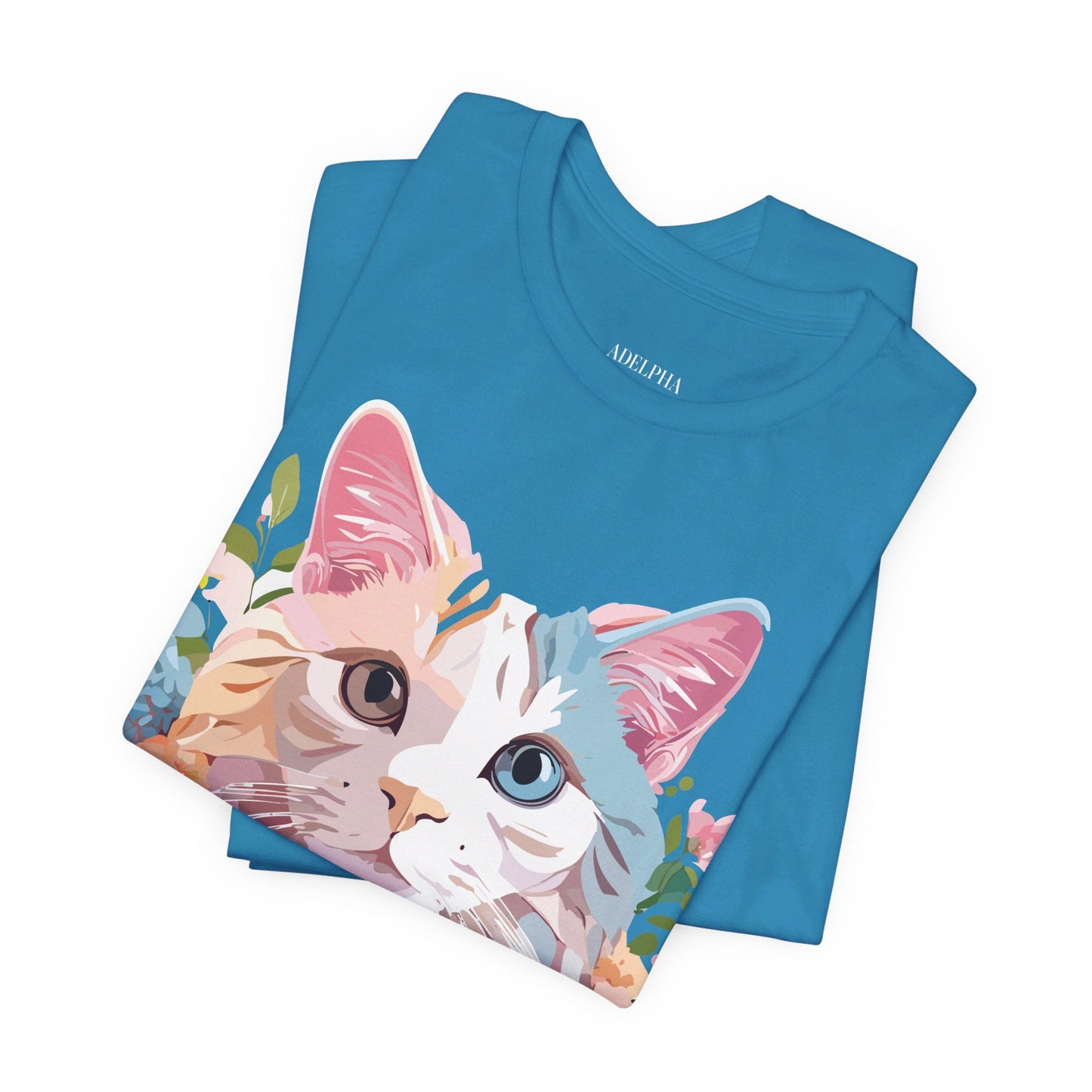 Cat Graphic Tee Unisex Short Sleeve Shirt Featuring Vintage Adelpha Artwork