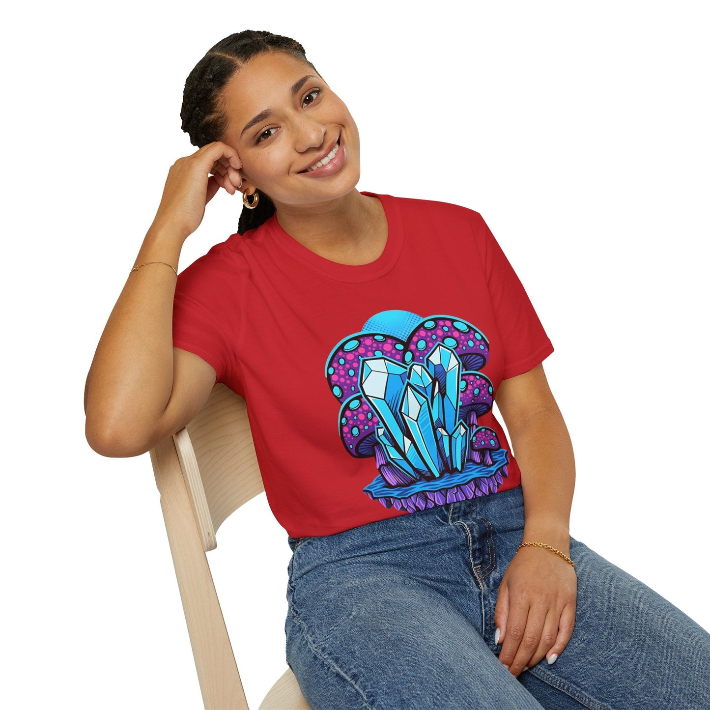 Funny Mashroom Graphic Unisex Softstyle Cotton With Cartoon Illustration Design 21