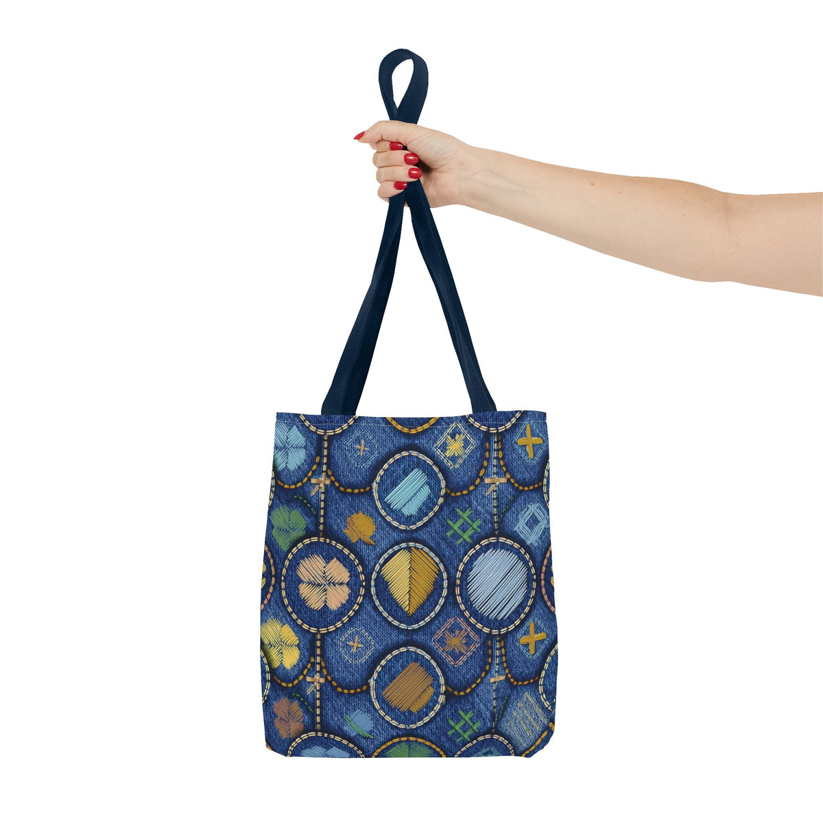 Denim Fabric Imitation Print Unisex Canvas Bag Poly Spun 3 Sizes Tote Bag 189-4