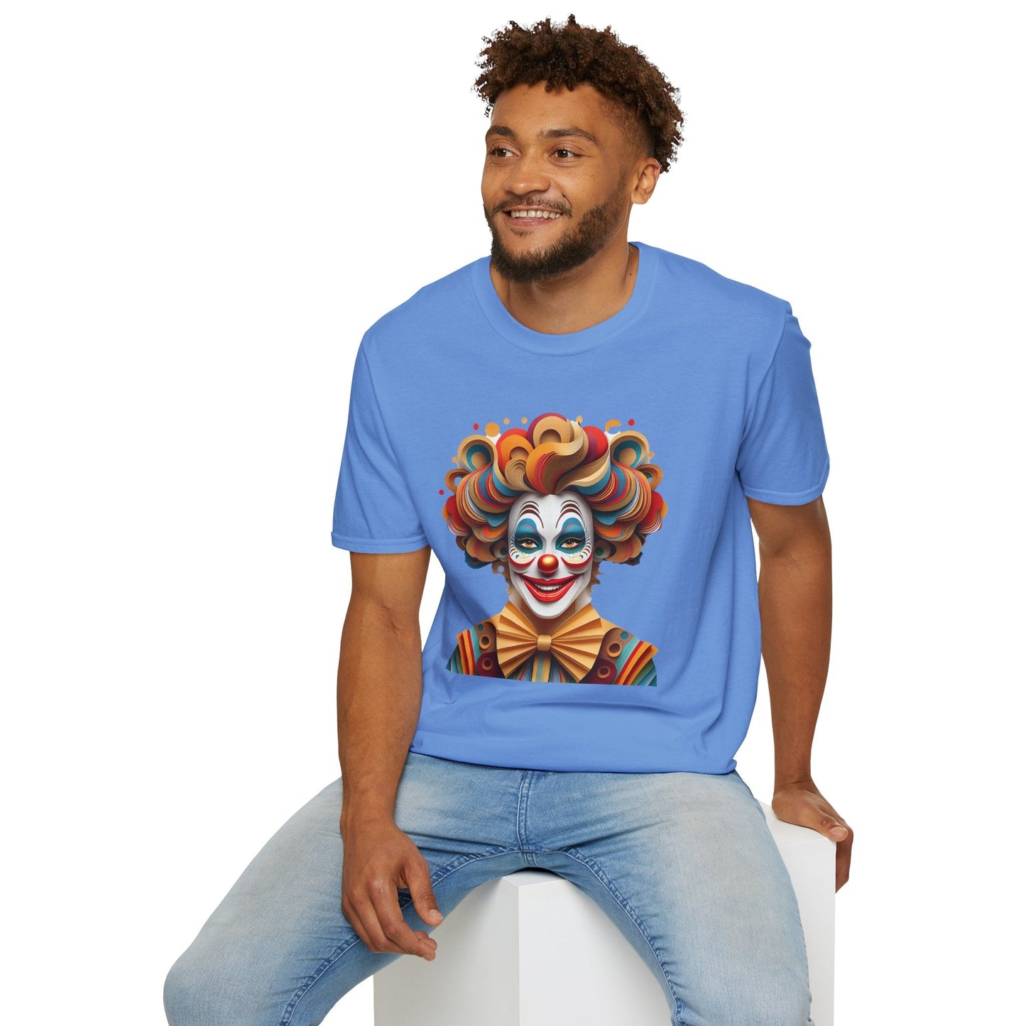 Unisex Clown Shirt Funny Man Circus Tee Short Sleeve Gildan Softstyle 64000 Cotton