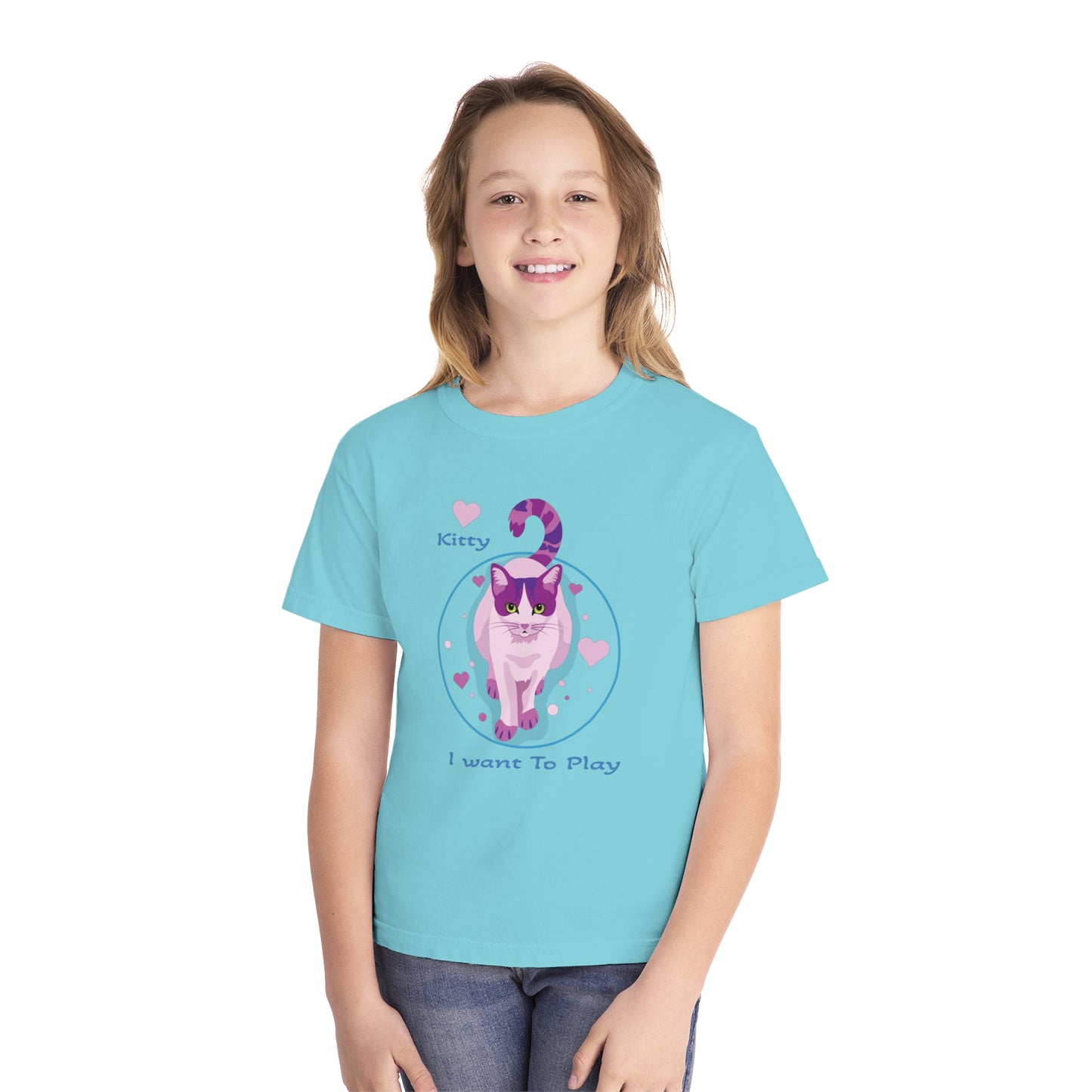 Youth Tee Shirt with Fancy Cat