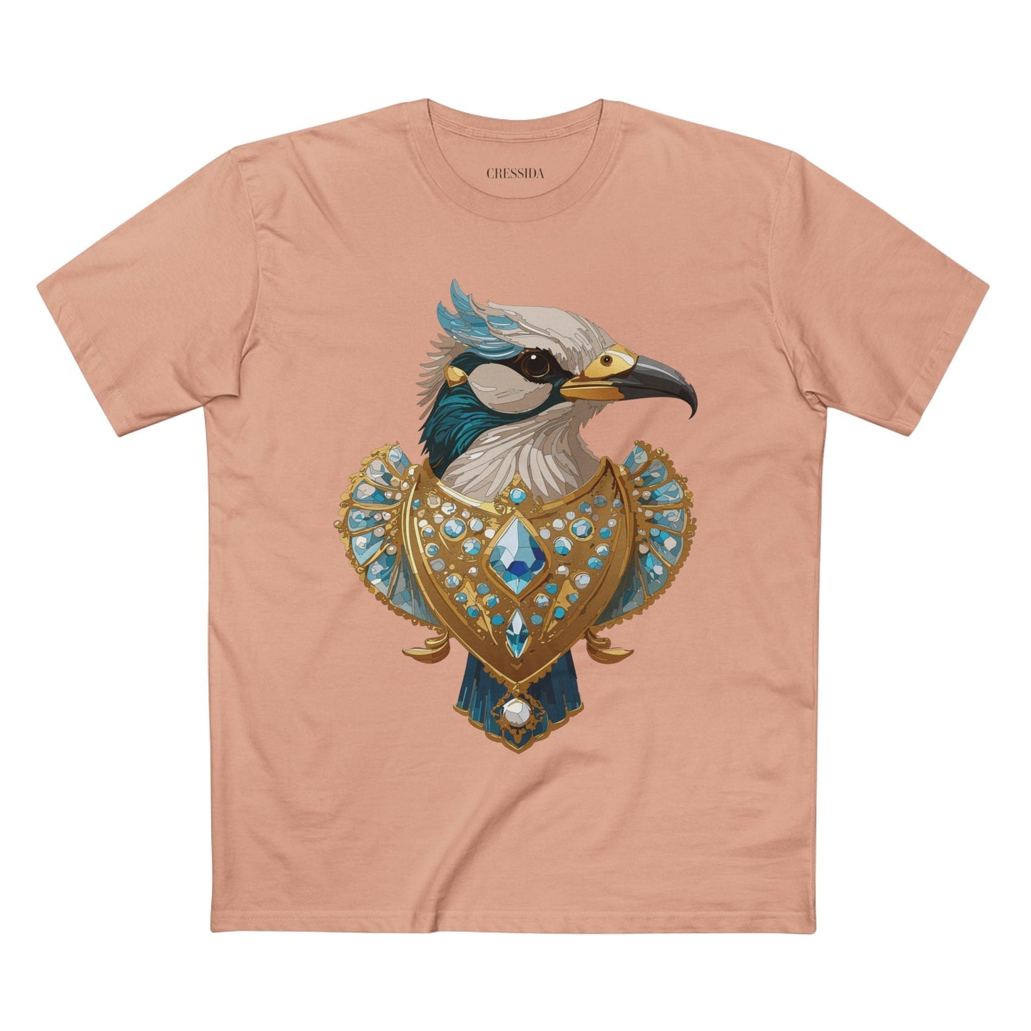 Bird Graphic Unisex 100 Cotton Tee With Unique Animal Golden Medallion Art Design 17