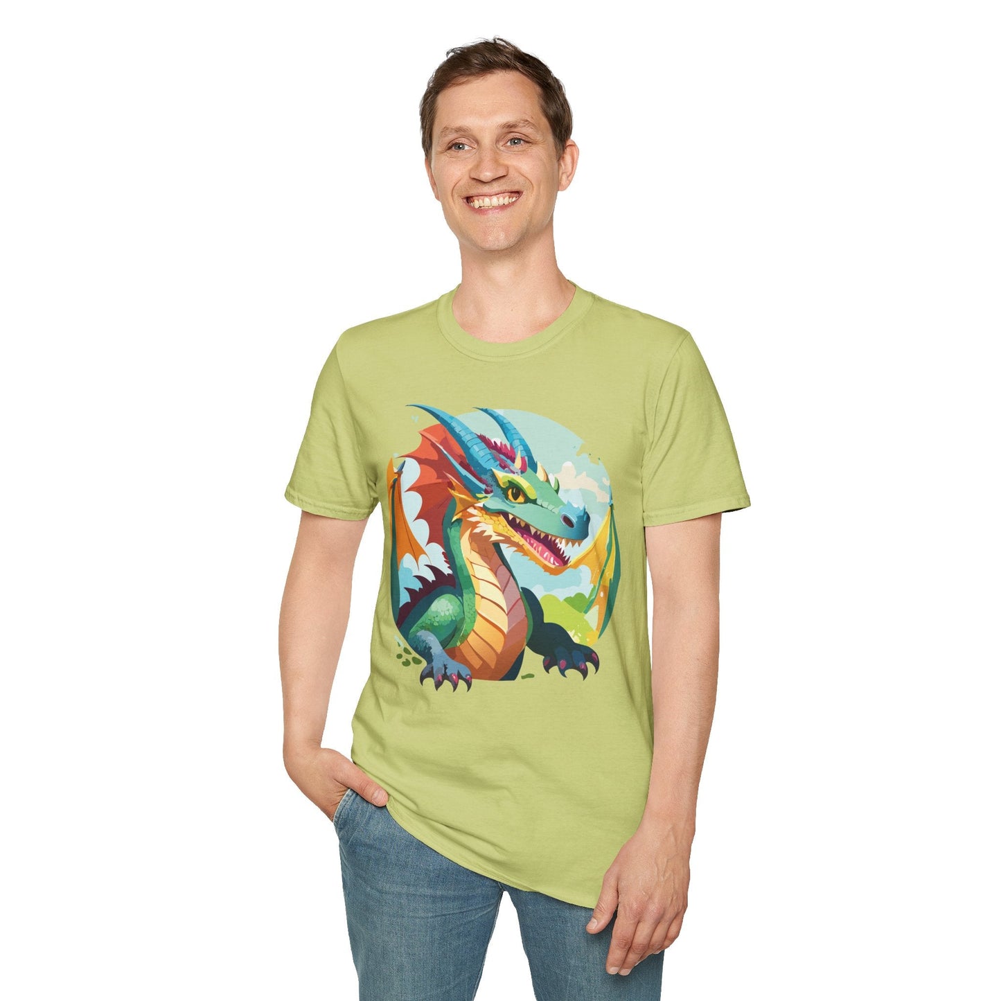 Unisex Dragon Graphic Tee By Gildan Softstyle 64000 Short Sleeve Cotton Tee Art Design