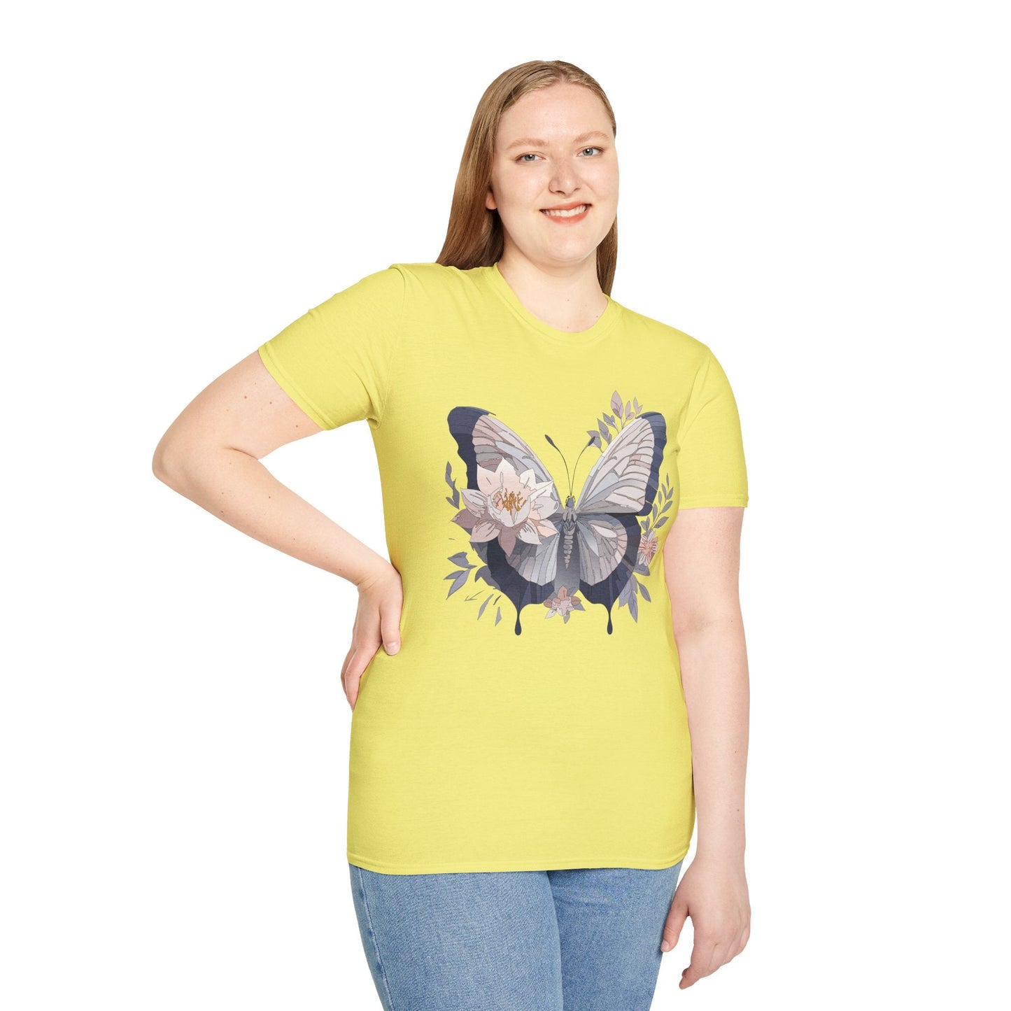 Butterfly T Shirt Unisex Monarch Print Softstyle Cotton Tee for Everyday Comfort