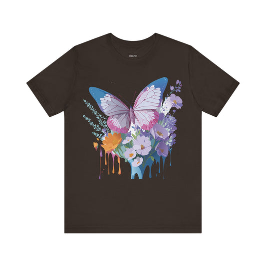 Butterfly Graphic Unisex Cotton Bella+Canvas Tee with Art Design n83