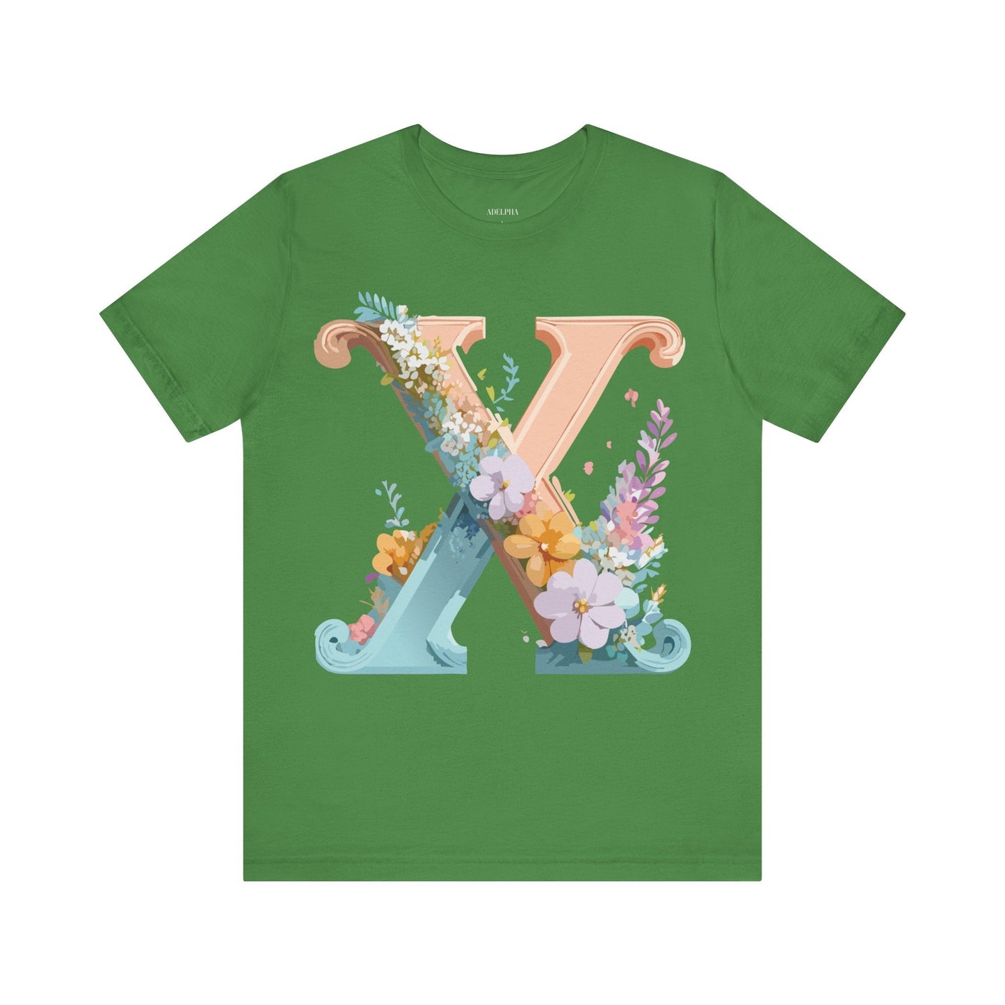 Letter X Shirt Graphic Tee Unisex Short Sleeve Vintage Inspired Adelpha Art Design