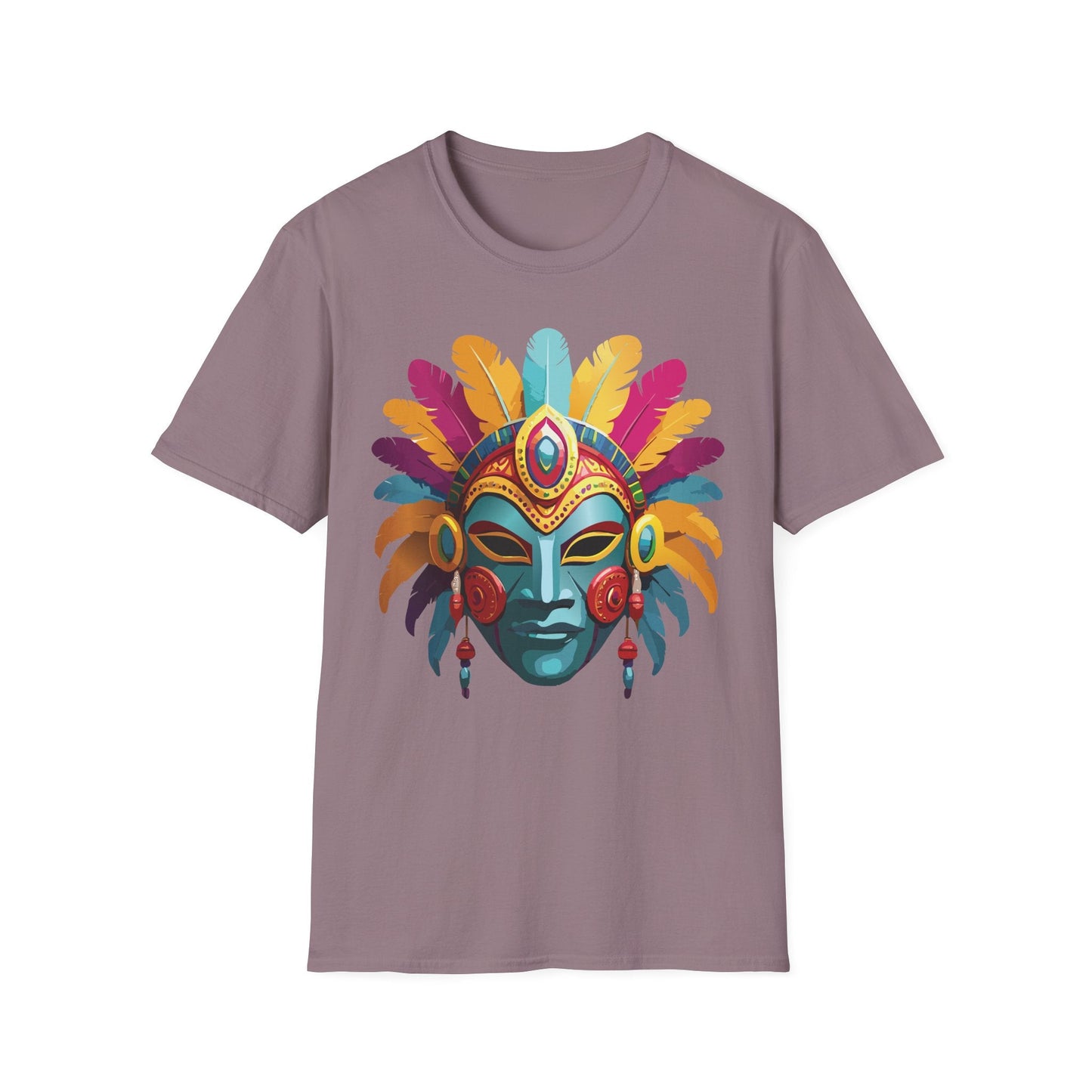 Mask Tee Shirt Unisex Short Sleeve Graphic Tee Masquerade Design 100 Percent Ring Spun Cotton