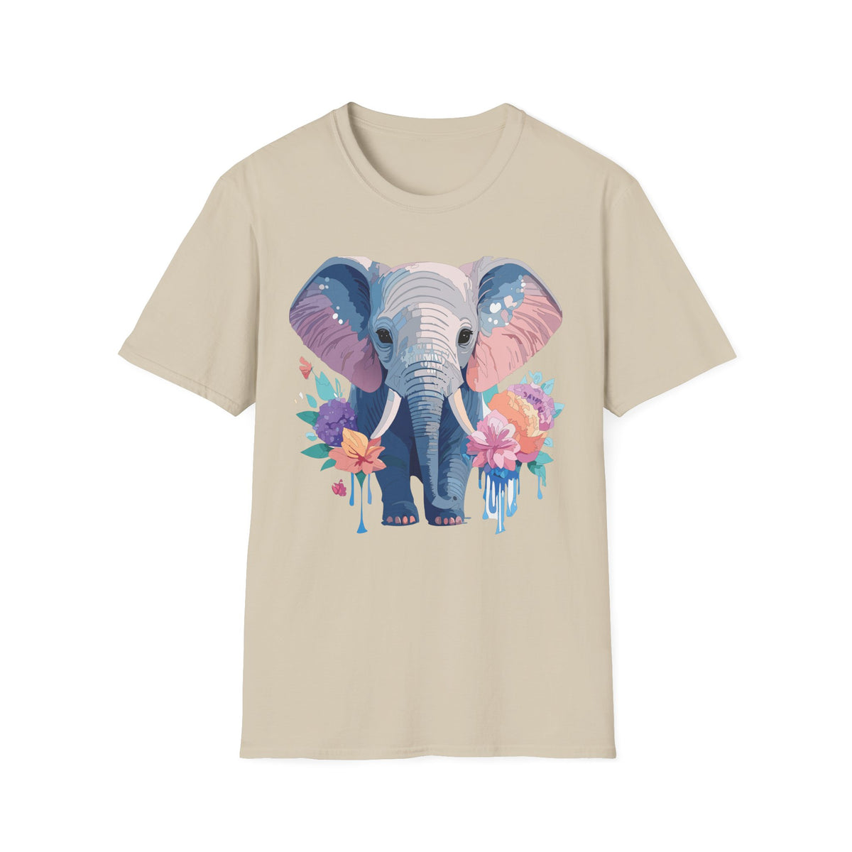 Watercolor Baby Elephant T-Shirt | Floral Safari Tee