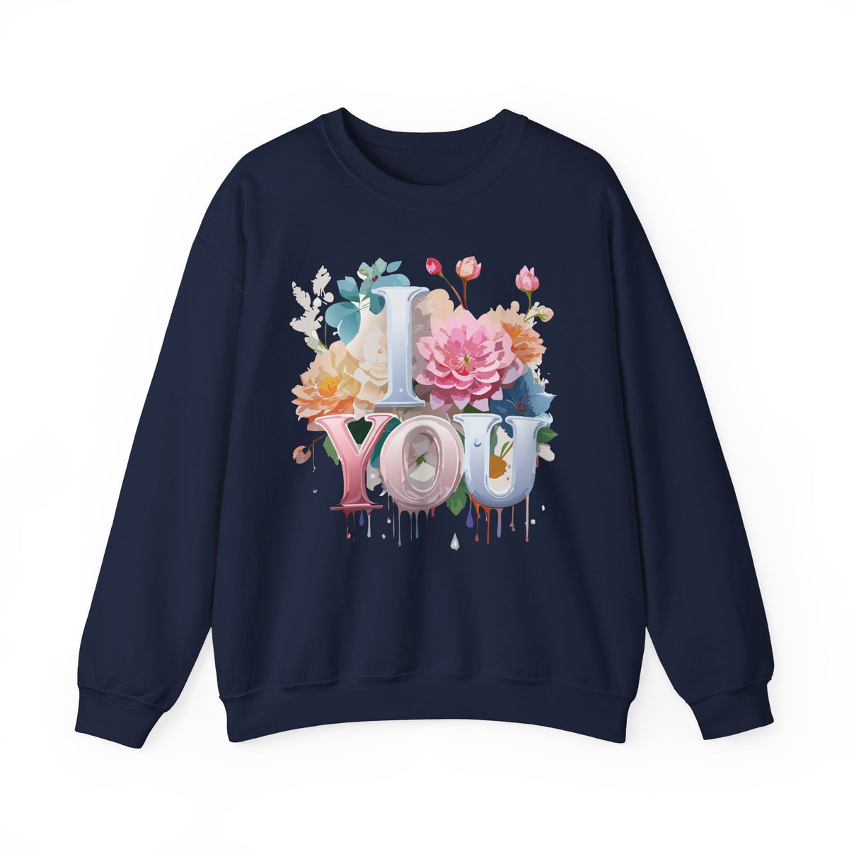 Floral Love Graphic Valentine's Day Sweatshirt Unisex 50/50 Cotton-Poly Sweatshirt w58