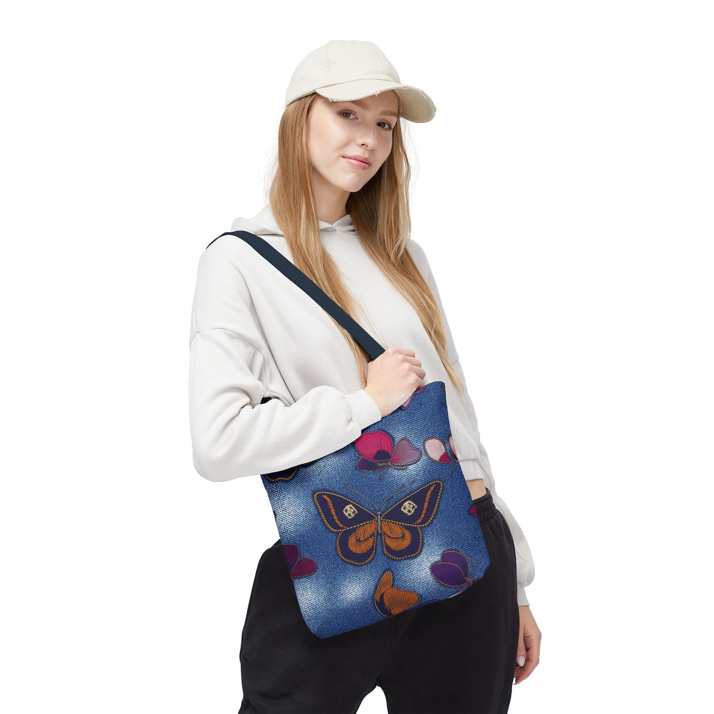 Denim Fabric Imitation Print Unisex Canvas Bag Poly Spun 3 Sizes Tote Bag 174