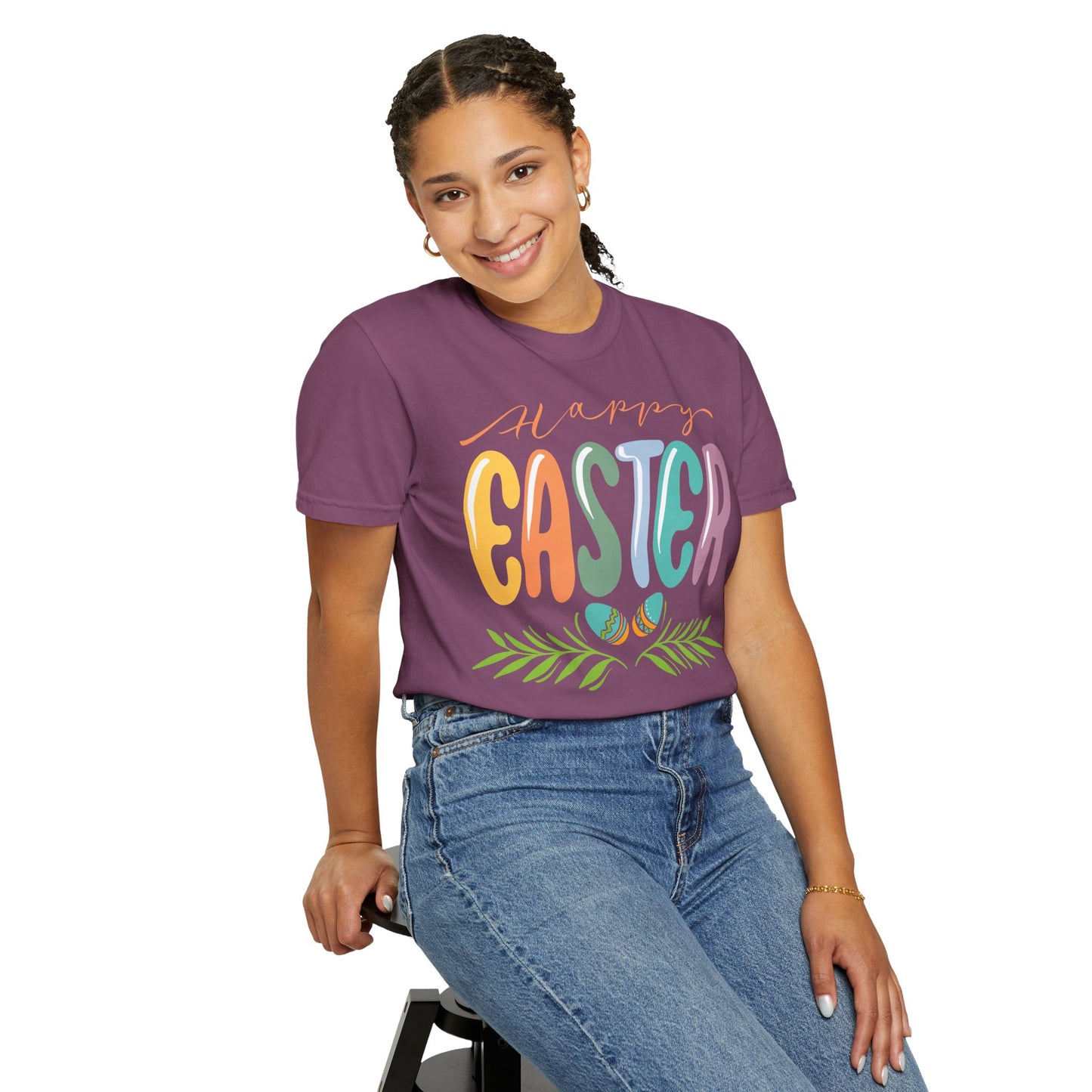 Happy Easter T-Shirt, Tee Shirt with Easter Signature, T Shirt with Easter Prints, Tee Shirt with Easter Design