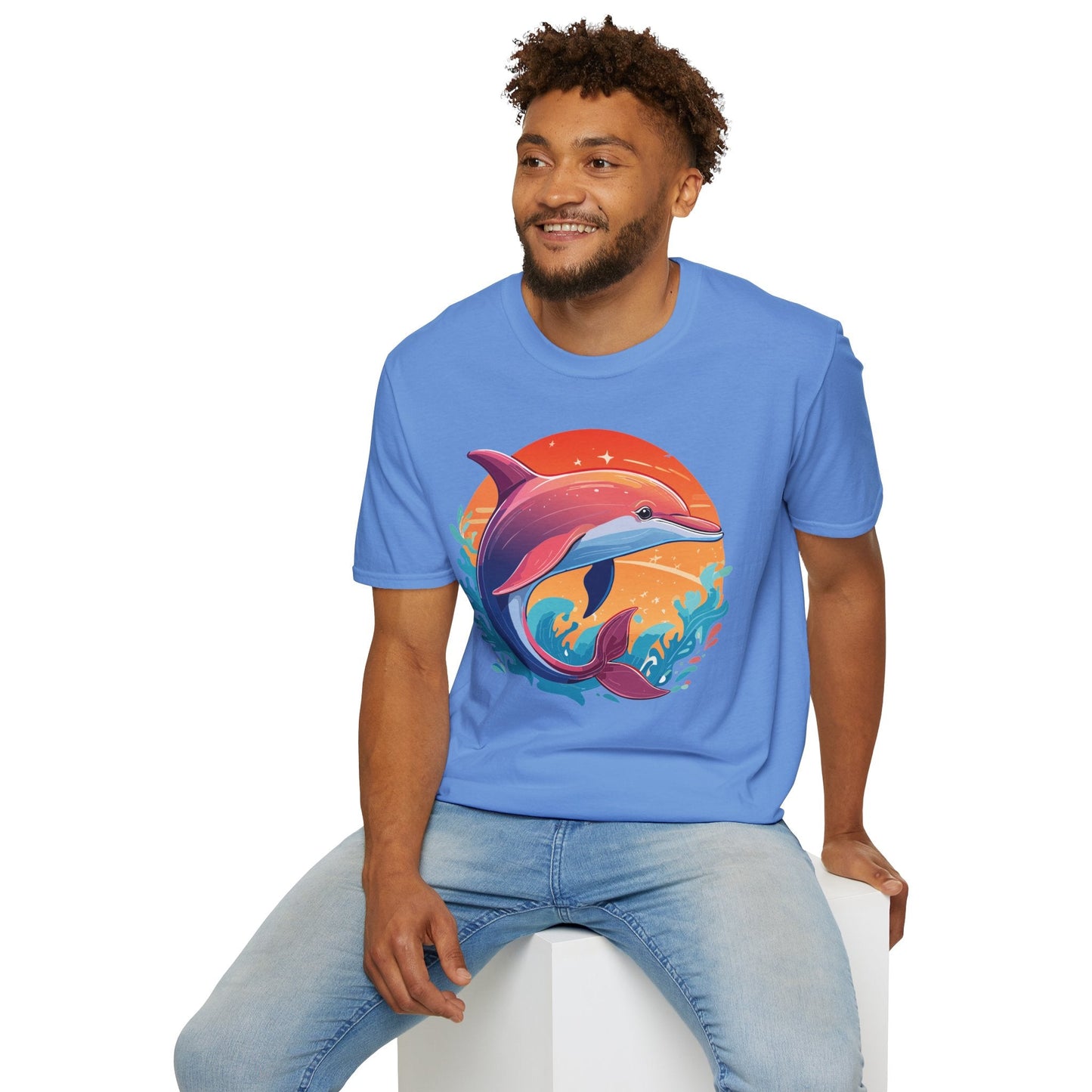 Dolphin Shirt Unisex Tee 100 Percent Ring Spun Cotton Softstyle Gildan 64000 Comfort Fit