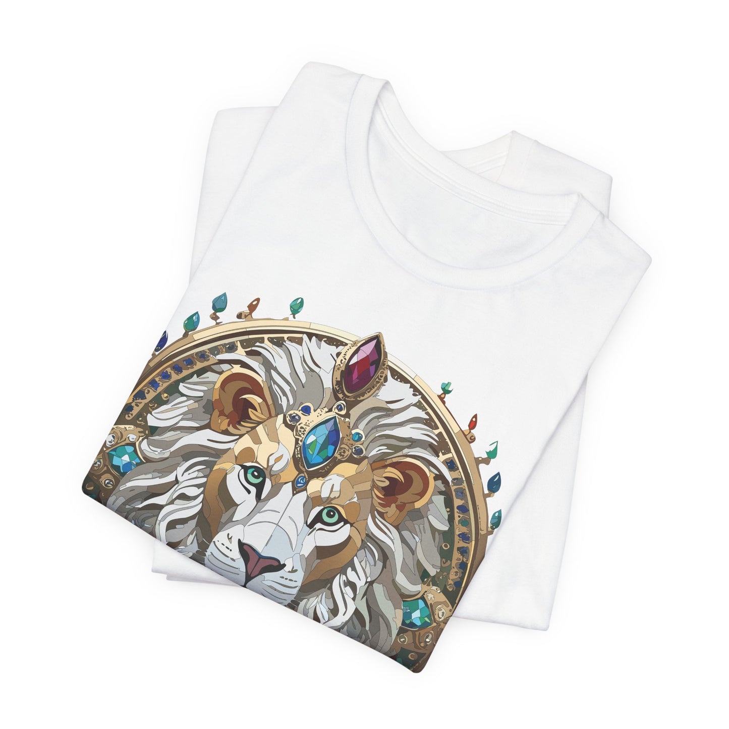 Unisex Lion Graphic Tee, Animal Shirt, Tee Shirt with Lion, Medallion T-Shirt, Animal Medallion Tees