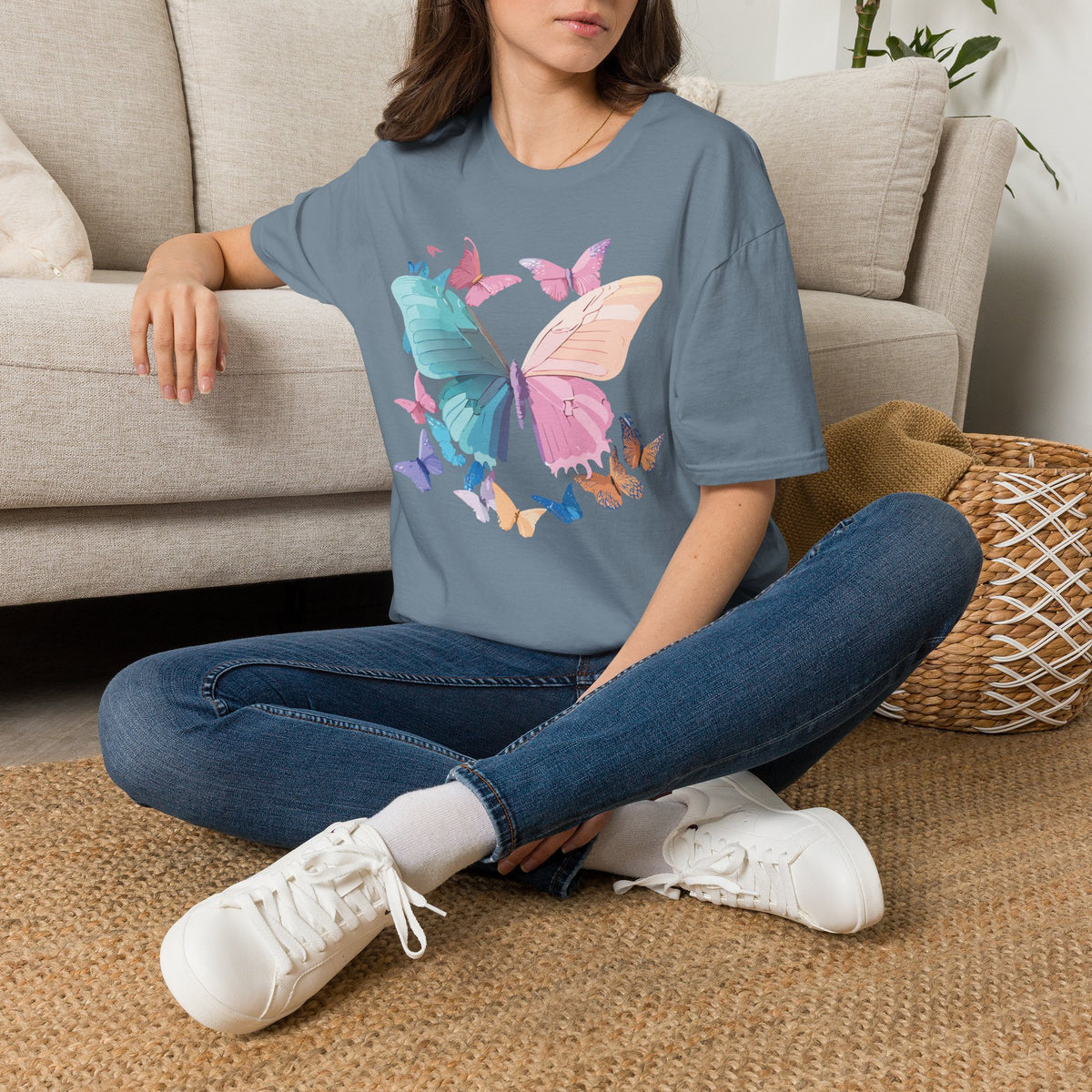 Colorful Butterfly Graphic Design Unisex 100 Cotton Gildan T-Shirt