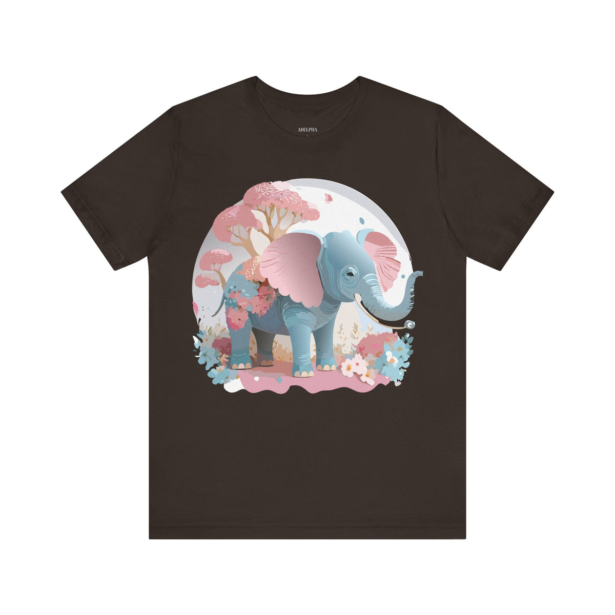 Elephant Graphic Unisex Cotton Bella+Canvas Tee with Art Animal Design e137