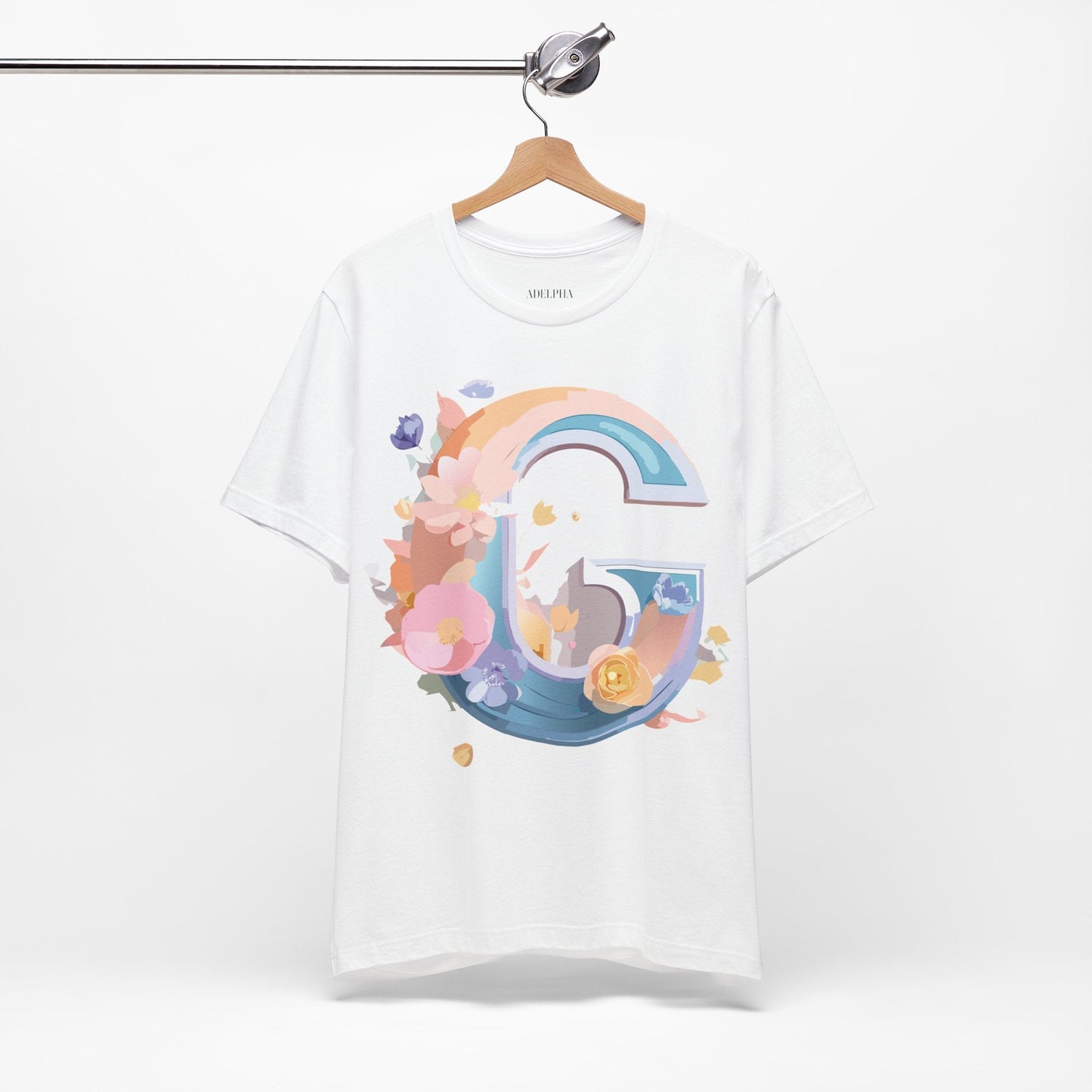 Letter G Graphic Tee Unisex Short Sleeve T Shirt by Adelpha Vintage Inspired Artwork
