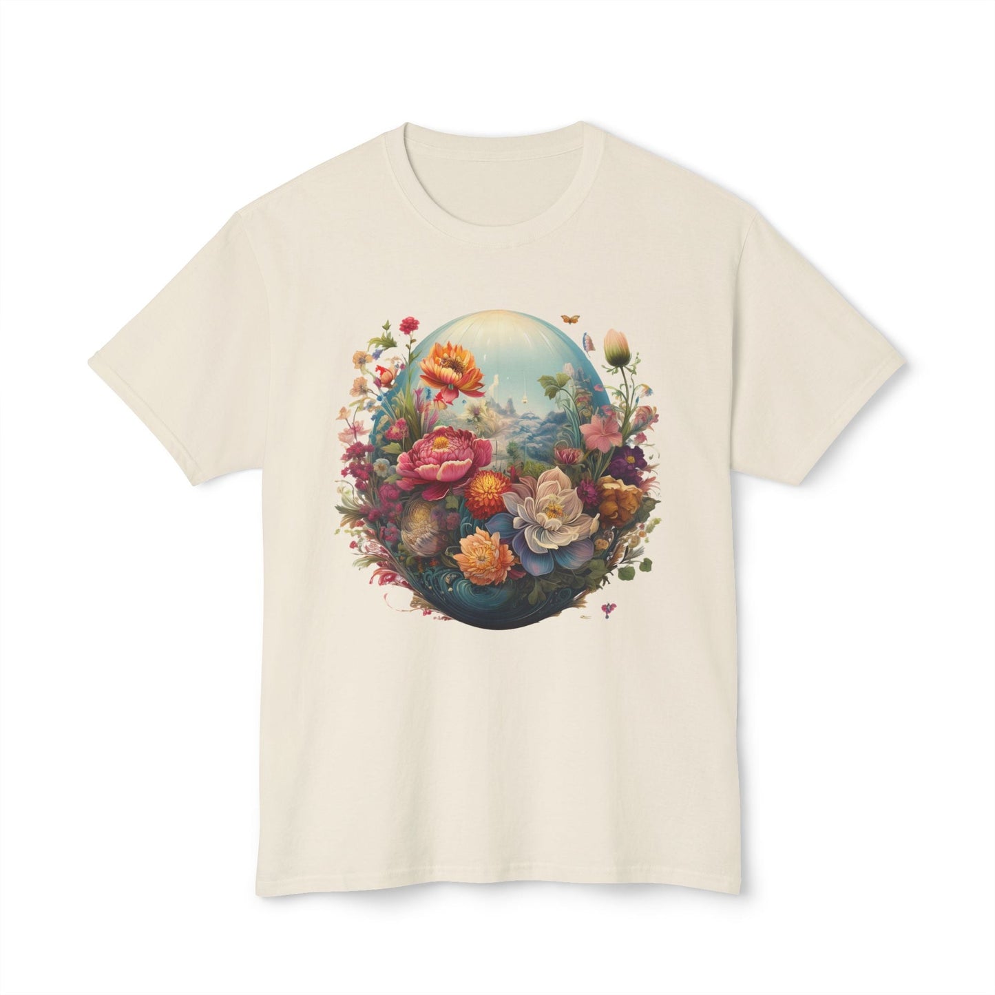 Unisex Floral T Shirt With Vintage Flower Art Print Cotton Tee For Men Women Everyday Wear