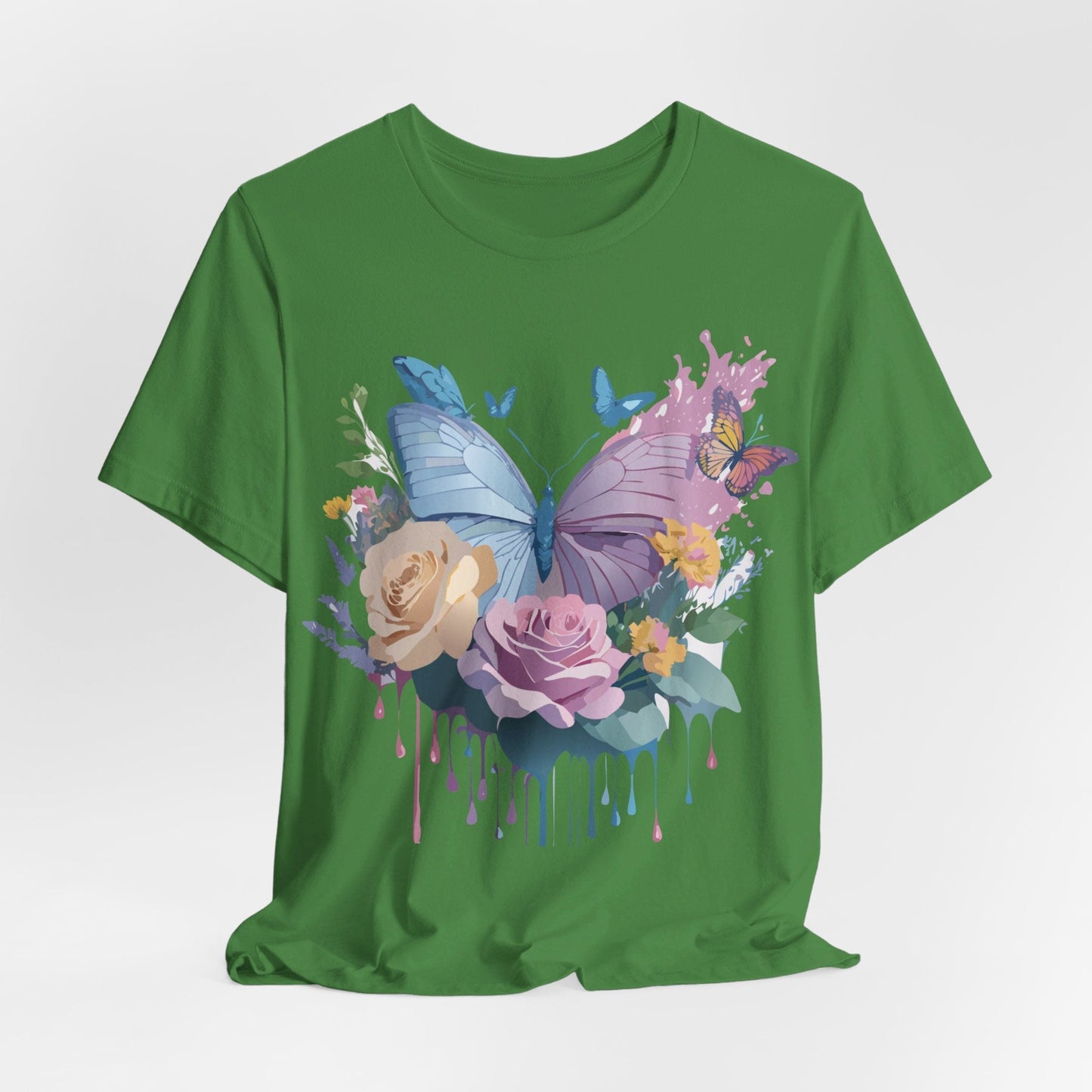 Butterfly Graphic Unisex 100 Cotton Lightweight Vintage Floral Design Jersey Tee 33
