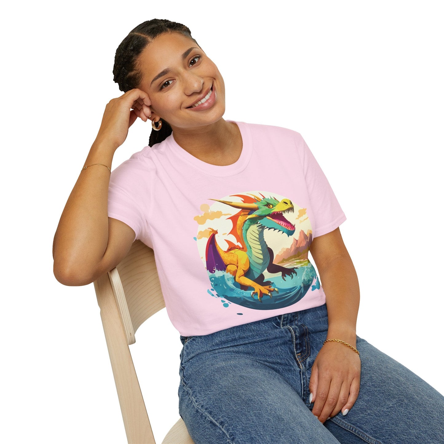 Dragon Graphic Unisex Cotton Softstyle Art Design Tee With Animals 13