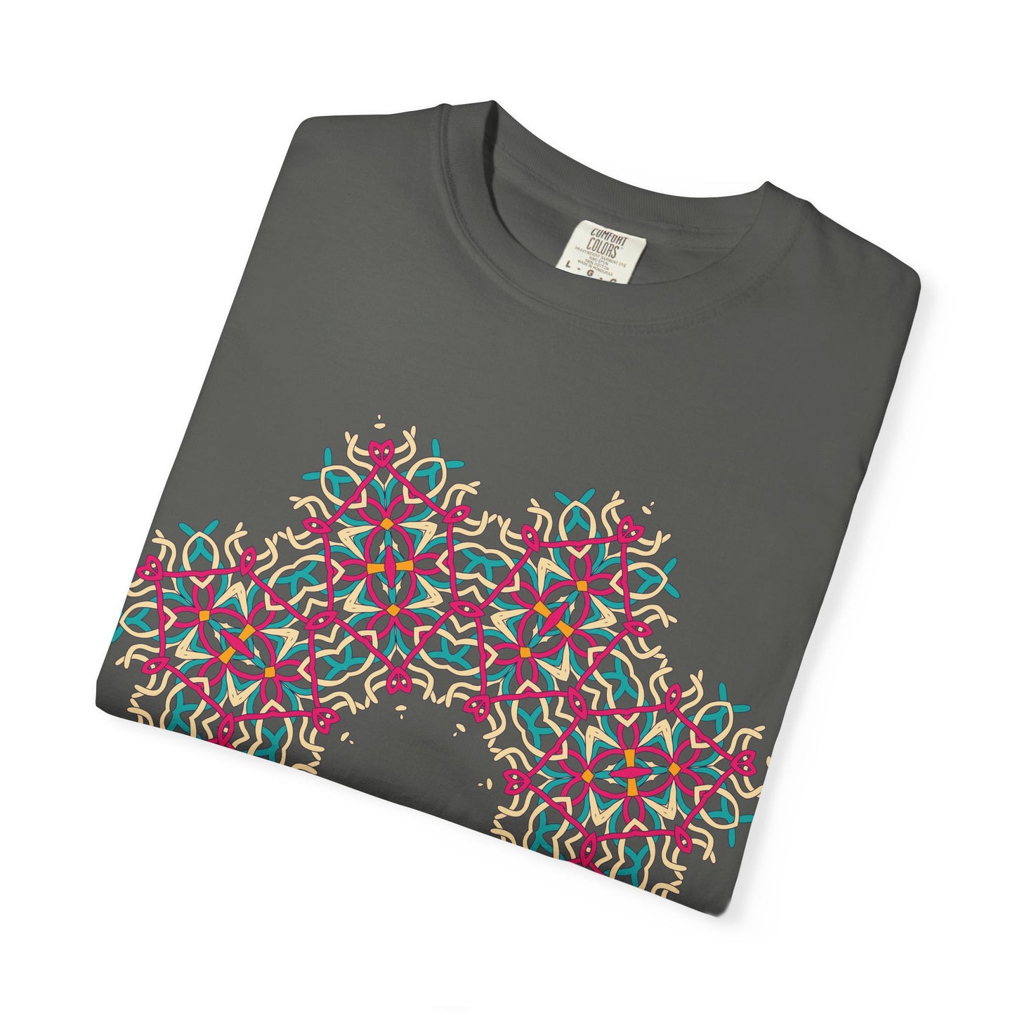 Unisex Garment Dyed Cotton T-Shirt with Mandala Graphic Design