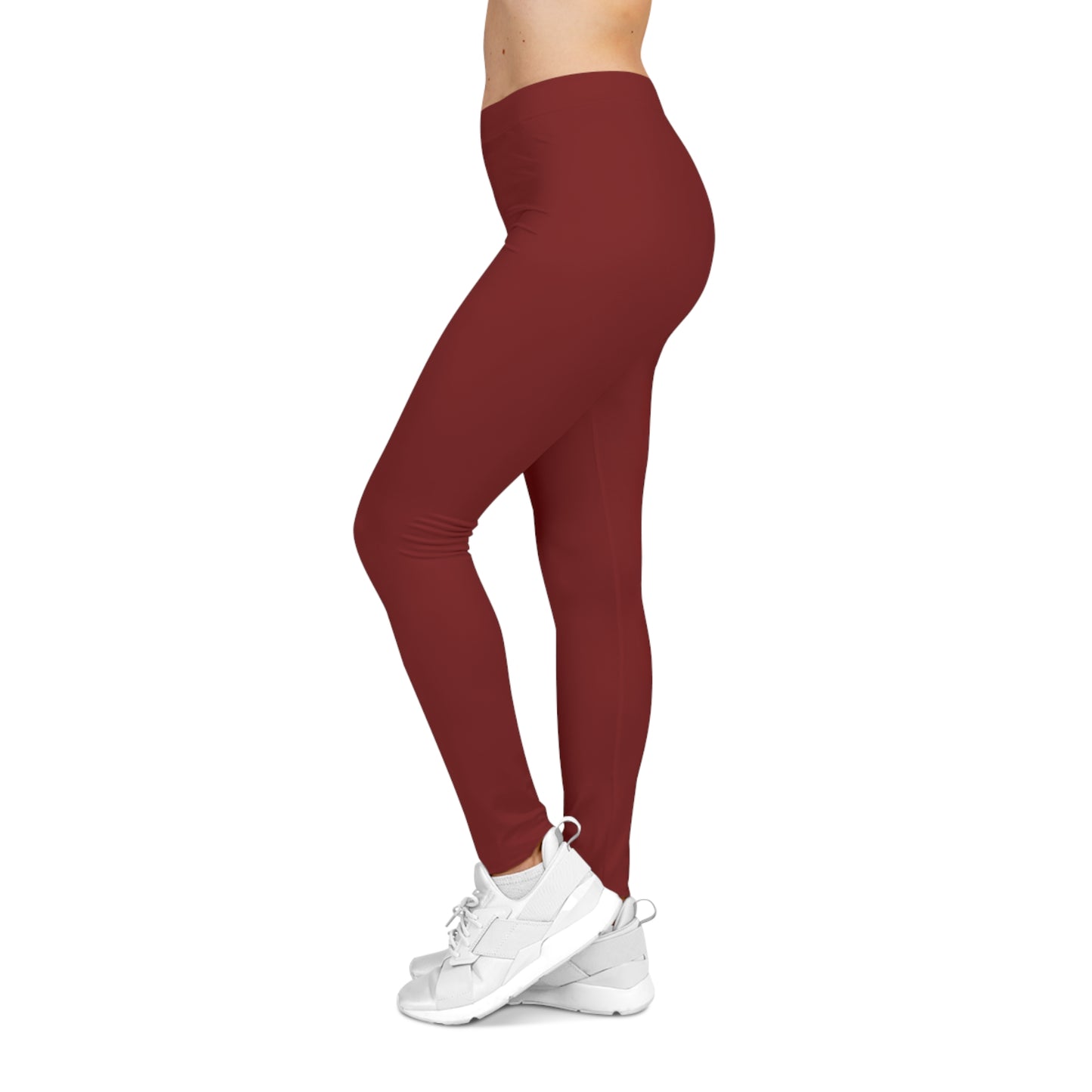Maroon Red Color Women's Poly-Span Casual Leggings XS-2XL
