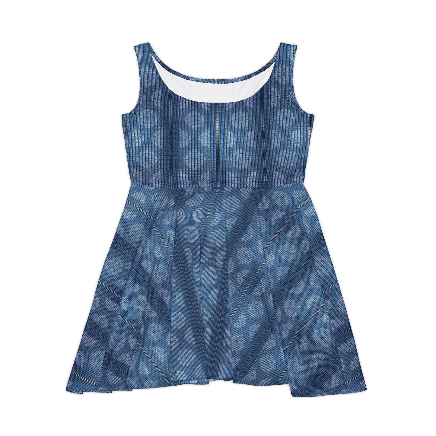 Women Denim Print Skater Dress, Denim Print Poly-Span Dress - 26