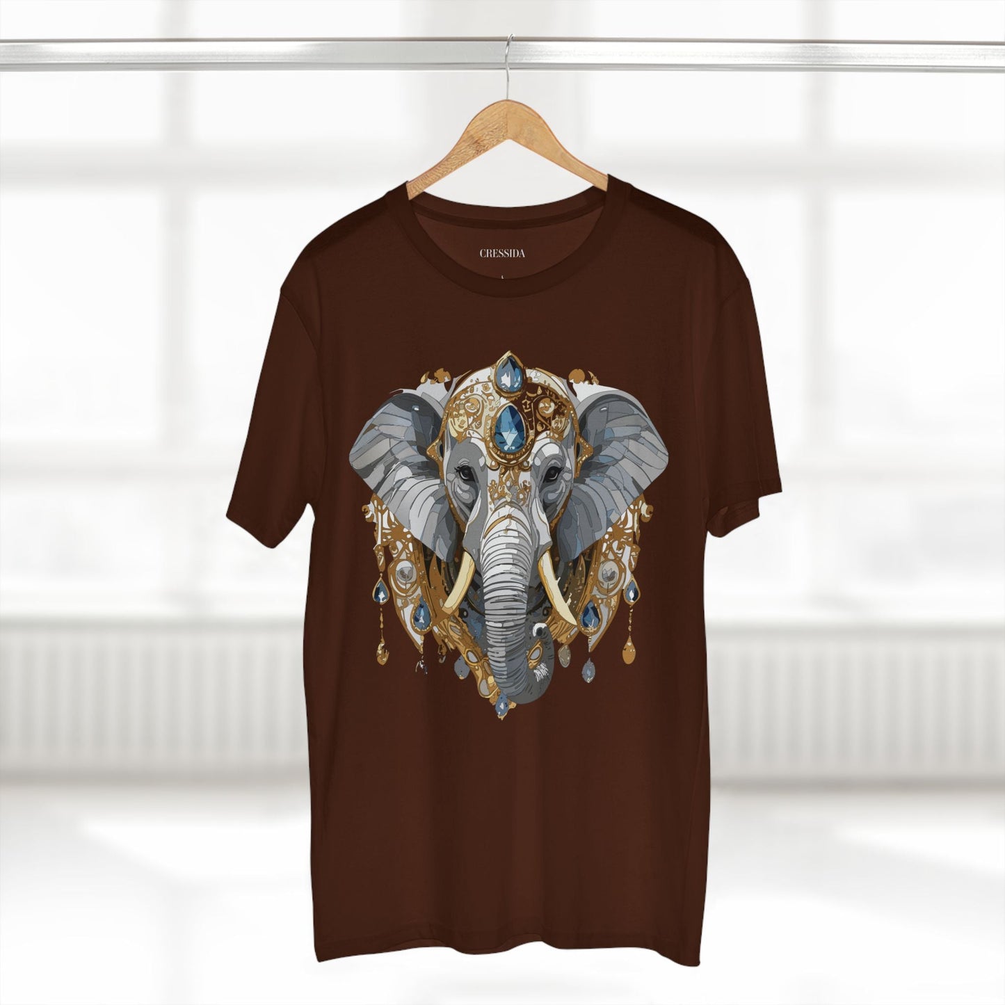 Elephant Graphic Unisex 100 Cotton Tee With Unique Animal Golden Medallion Art Design 37