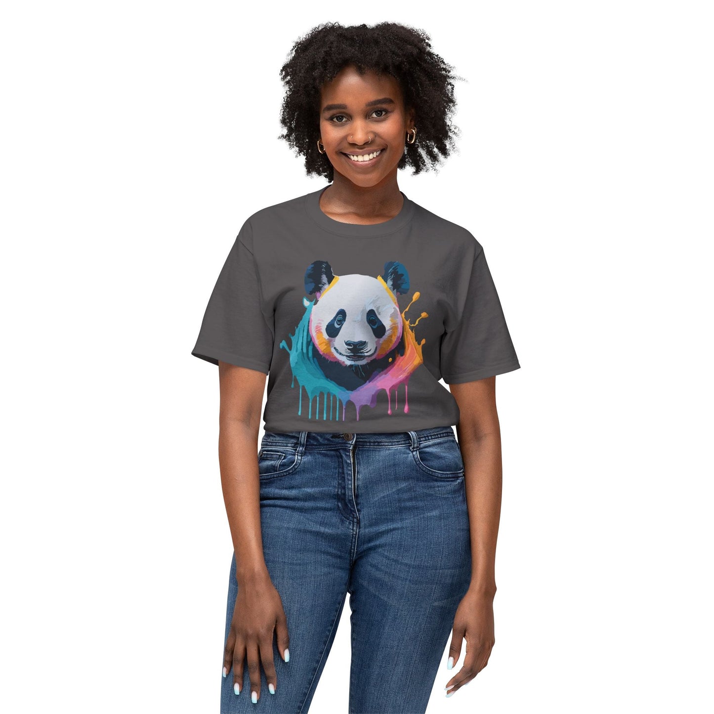 Unisex HD Cotton Panda T Shirt With Full Color Panda Art Print Made In USA Premium Fit For All Sizes