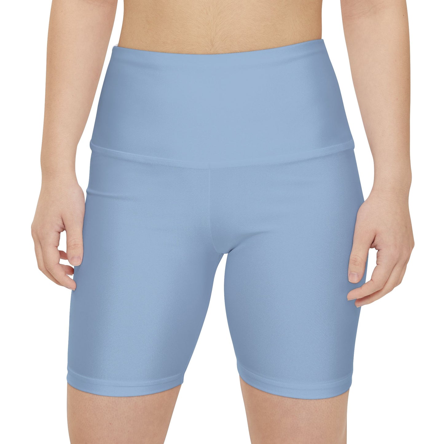 Powder Blue Women's Workout Shorts — Solid High-Waist Biker Shorts for Exercise & Everyday Wear