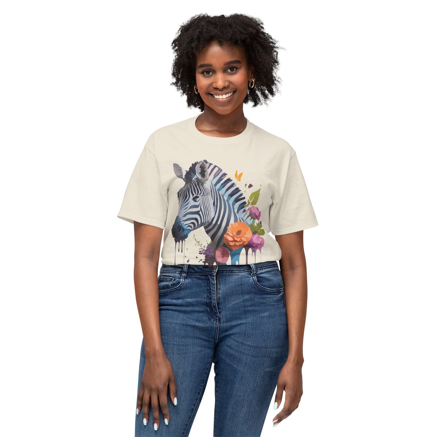 Unisex Zebra Art T Shirt With Full Color Print HD Cotton Tee Made In USA For Everyday Style