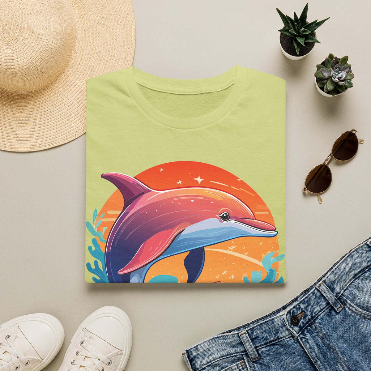 Sunset Dolphin Tee | Colorful Ocean Illustration Shirt