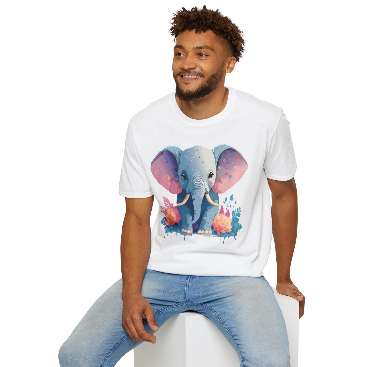 Elephant T Shirt For Adults Unisex Gildan Softstyle 64000 100 Percent Ring Spun Cotton Tee