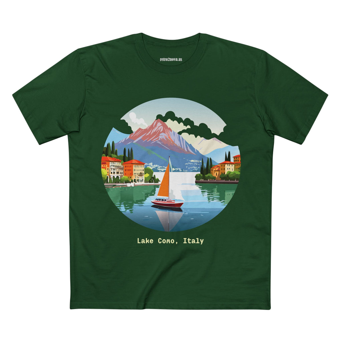 Lake Como Italy illustration T-Shirt | Scenic Travel Italy Tee