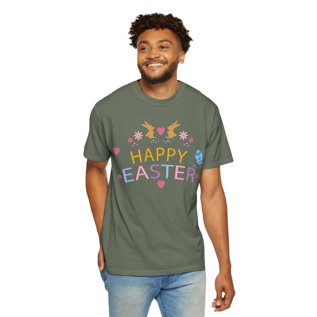 Easter Bunny Heart T-Shirt, Tee Shirt with Easter Signature, T Shirt with Easter Prints, Tee Shirt with Easter Design 2