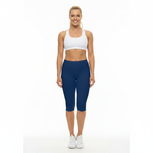 Oxford Navy Color Women's Brushed Suede Poly Span Casual Capri Leggings XS-2XL