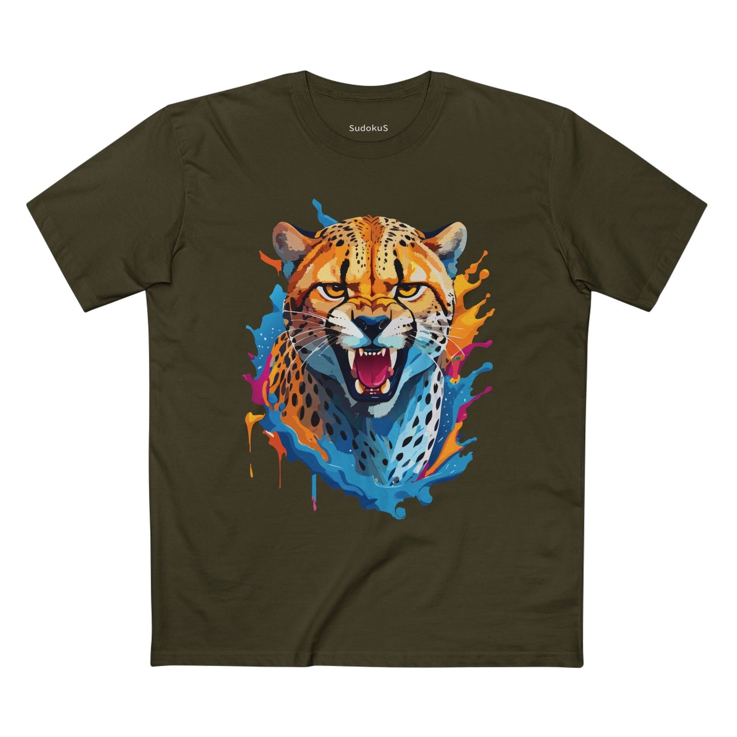 Cheetah Graphic Unisex 100 Cotton Staple Tee with Animal Design Artwork 24