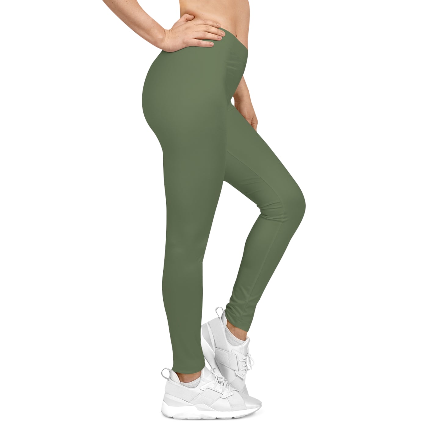Dusty Olive Color Women's Poly-Span Casual Leggings XS-2XL