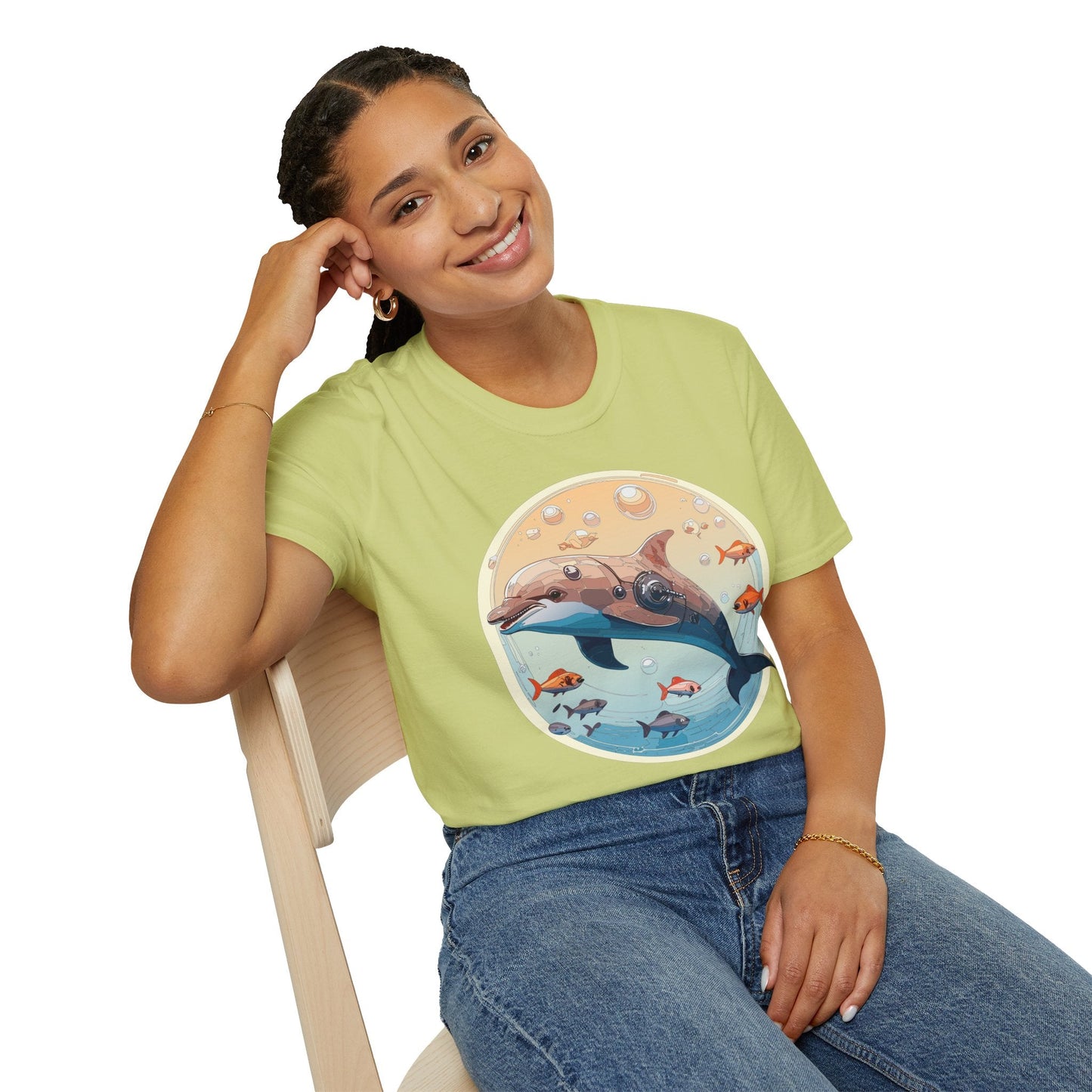 Dolphin Shirt Unisex Softstyle Tee 100 Percent Ring Spun Cotton Breathable Gildan 64000