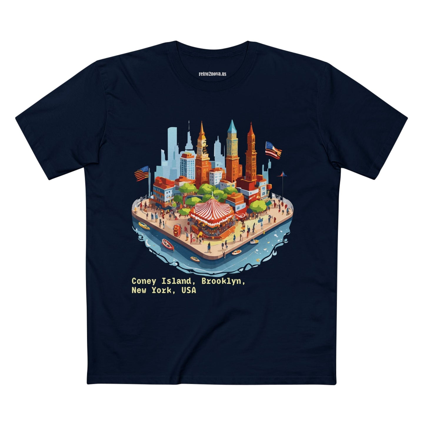 Unisex Premium Cotton Staple Tee With Original Art Design From Retro2Nova Brooklyn Travel Shirt