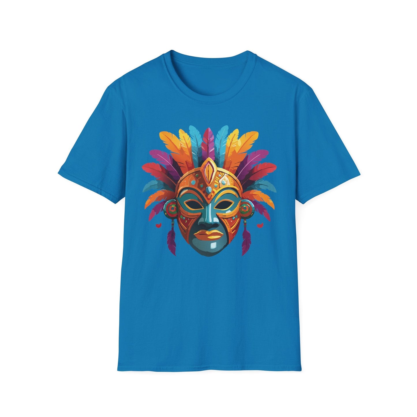 Unisex Gildan Mask T Shirt Softstyle 64000 With Art Design Lightweight Cotton Tee